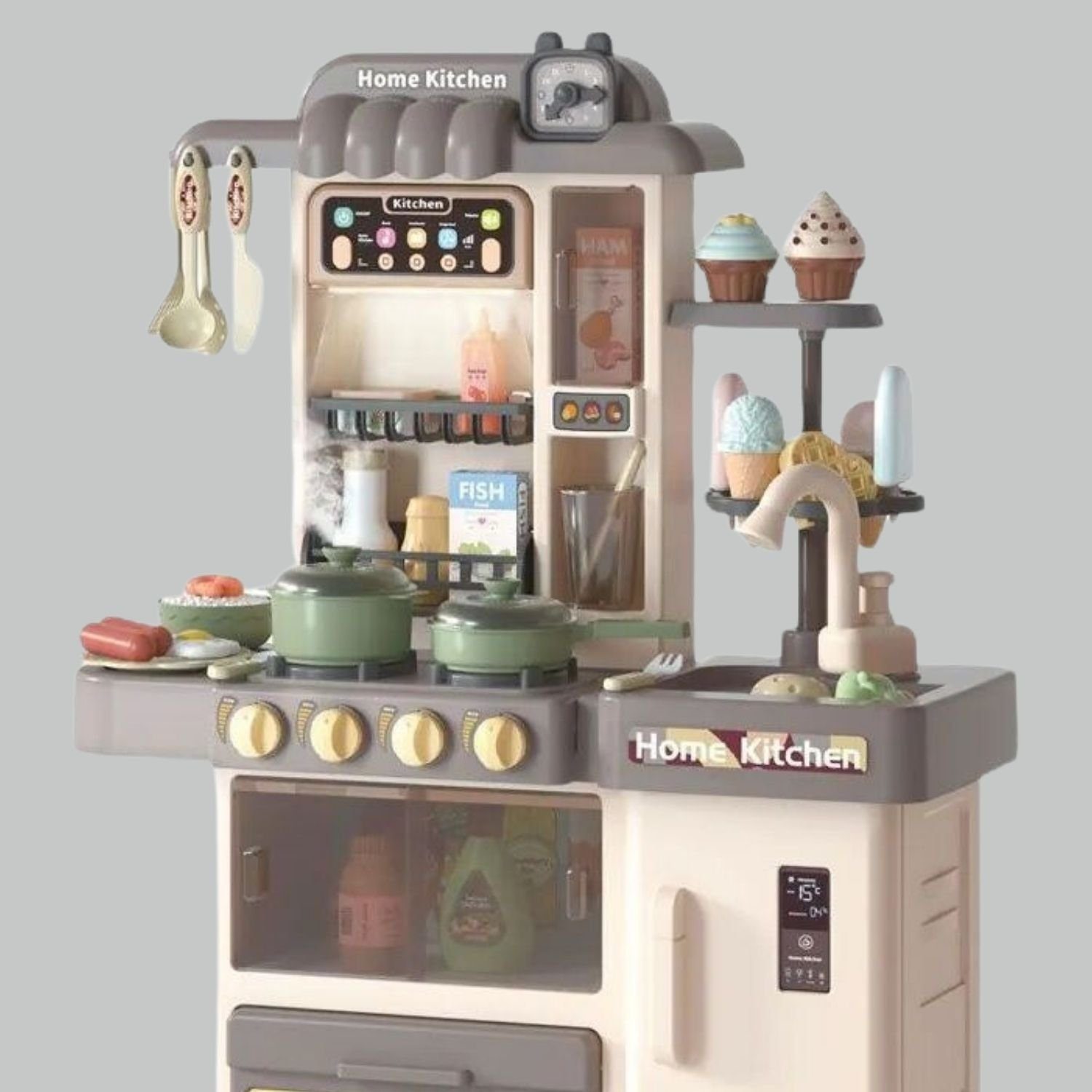 Coemo Spielküche JASMIN Kunststoff, Grau Kinderküche 37 Teile Zubehör Herd günstig online kaufen