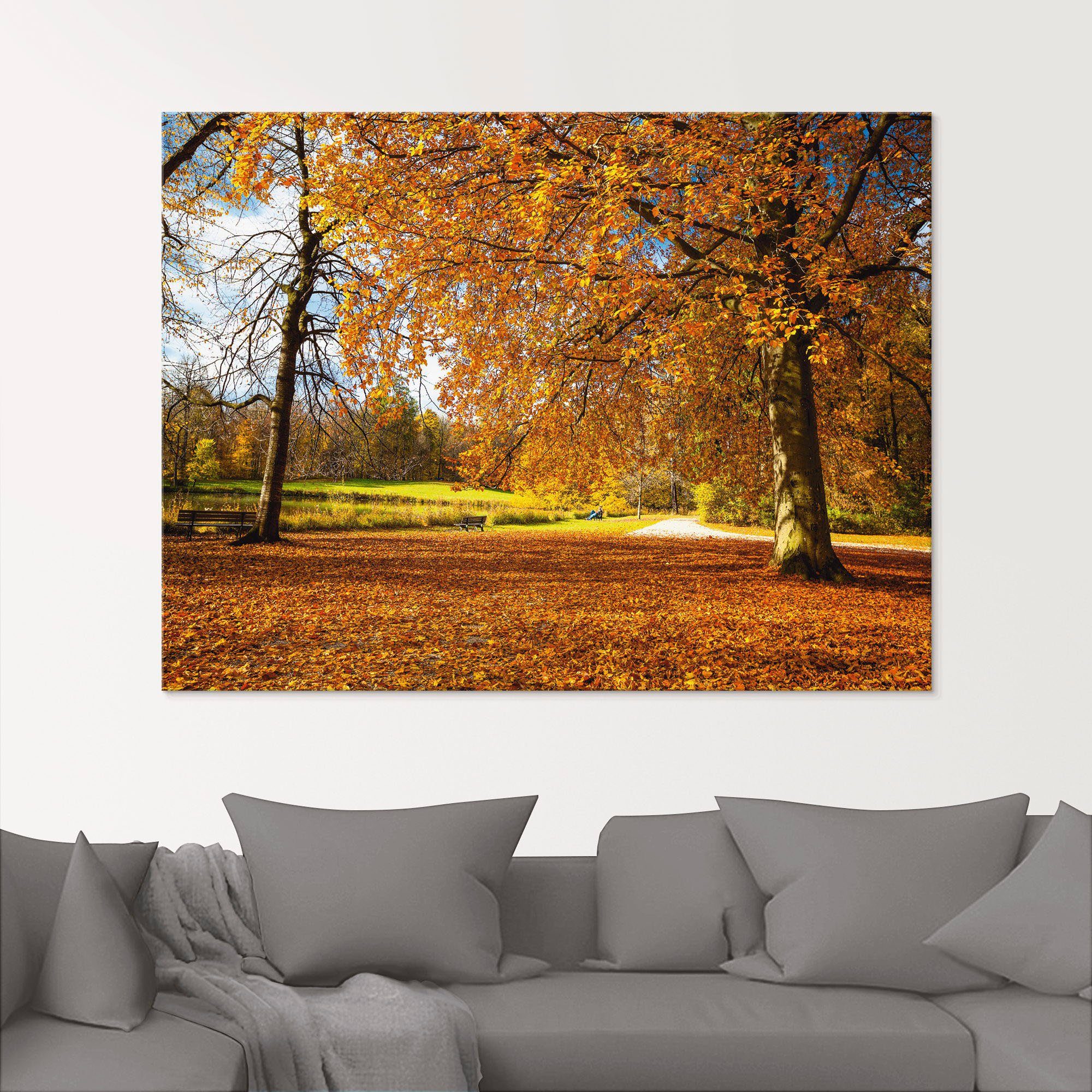 Artland Glasbild Herbst Bäume in Schlosses St), & Nymphenburg, verschiedenen (1 Wiesen bei Größen