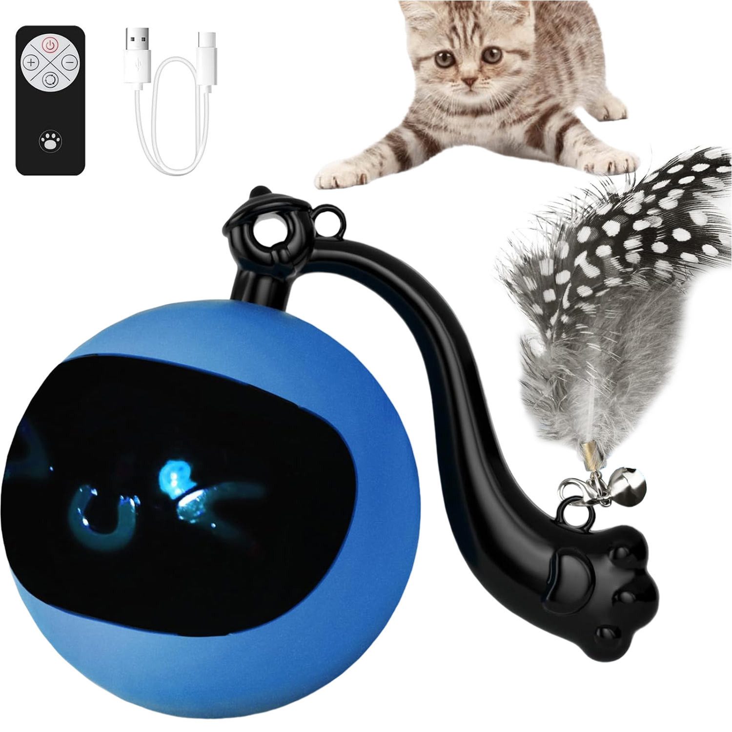 Refttenw Tier-Intelligenzspielzeug Interaktives Katzenspielzeug Ball mit Fe günstig online kaufen