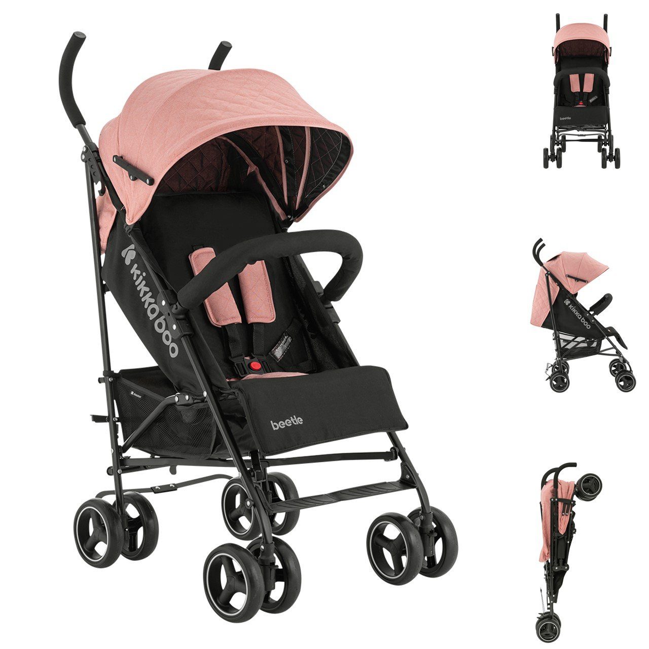 Kikkaboo Kinder-Buggy Kinderwagen Käfer Stahlrahmen, Stahlrahmen, Korb, abnehmbare Vorderräder, Fußstütze