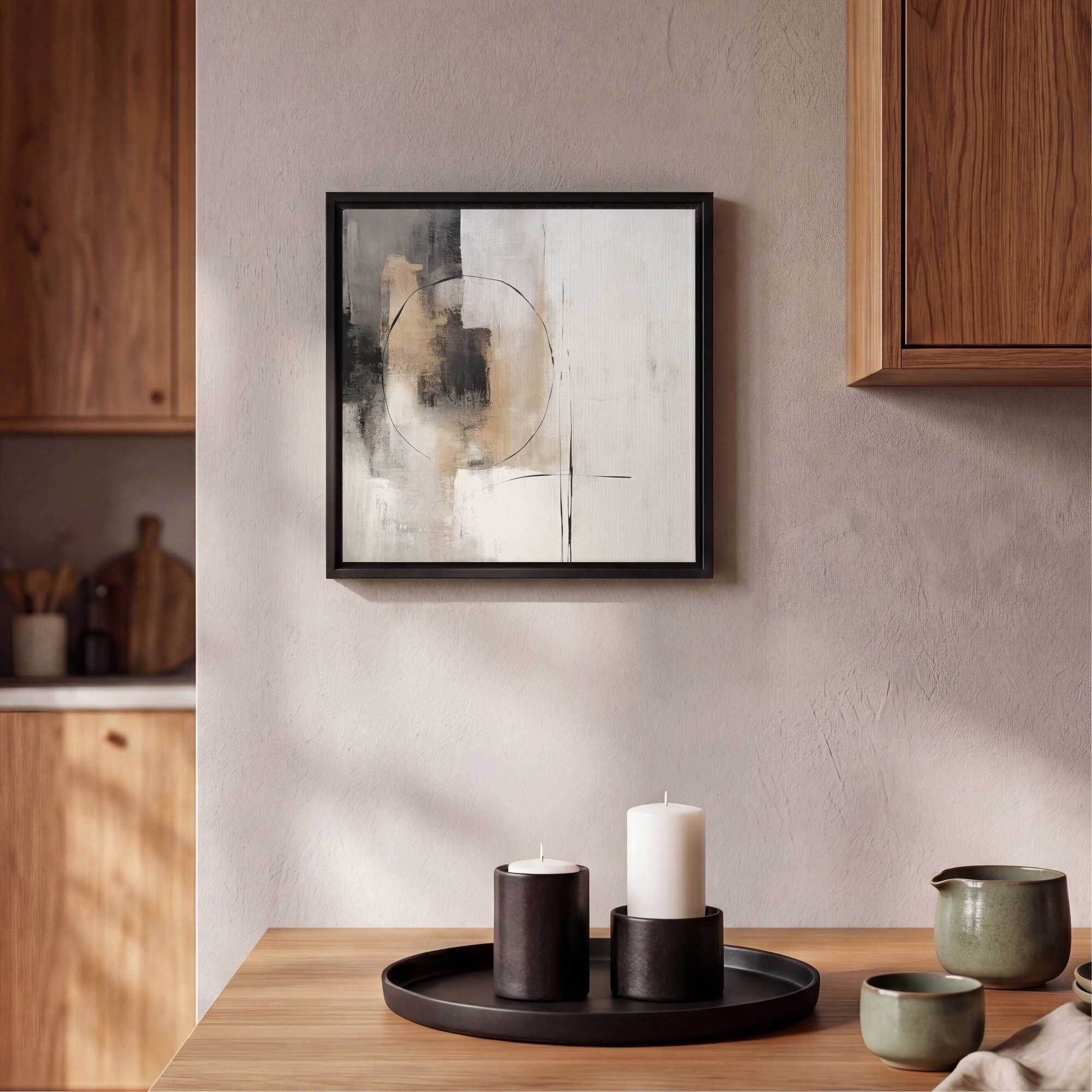 OneMillionCanvasses® Leinwandbild mit Rahmen - Kunst - Abstrakt - Grau - Industriell, Fotodruck (1 St), Leinwand Bilder Klein, Wand Dekoration Aesthetic 20x20cm – Bild 2 von 5