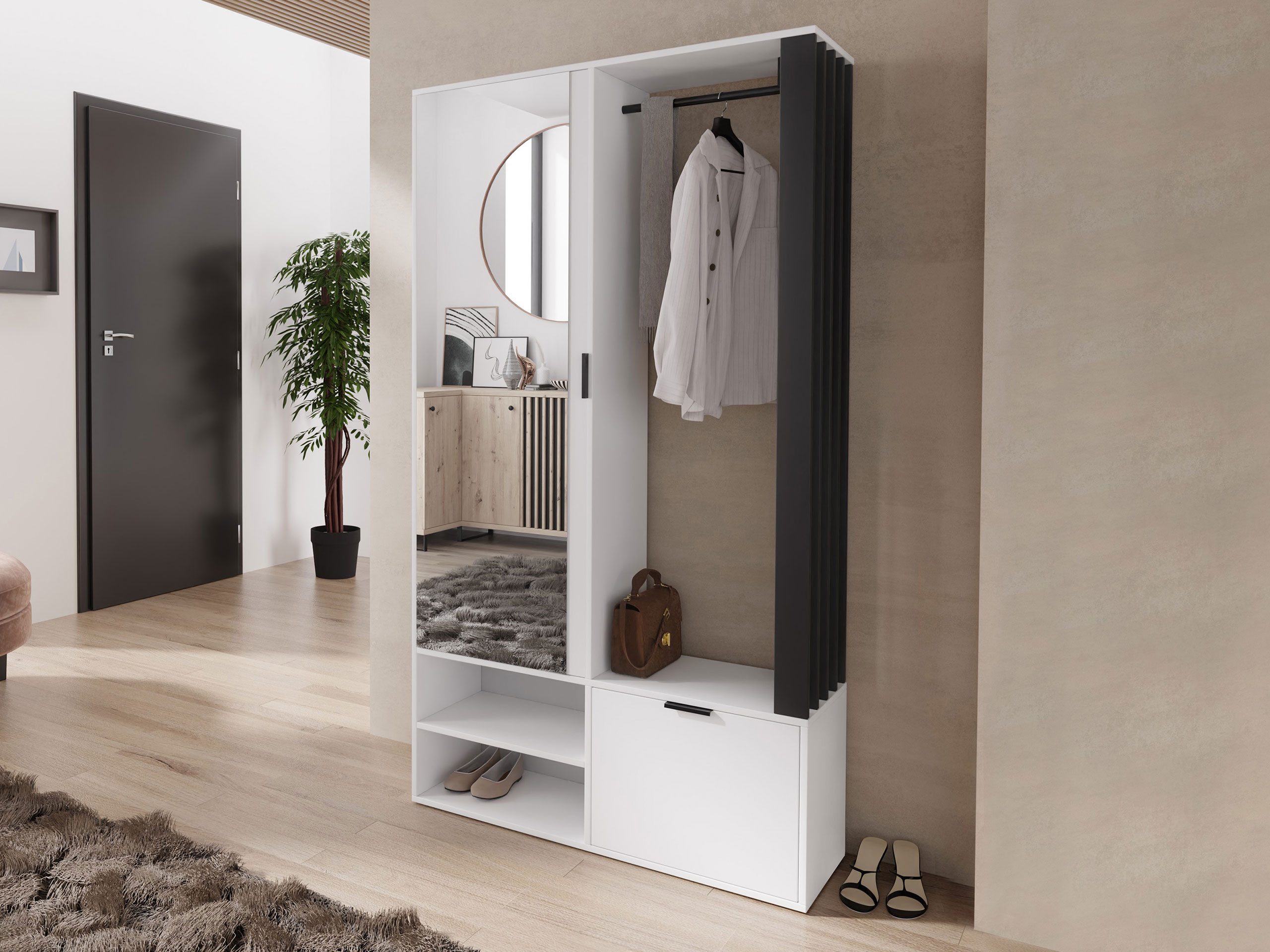MIRJAN24 Garderoben-Set Milo, (mit Spiegel), mit Kleiderstange, Loft Stil, günstig online kaufen