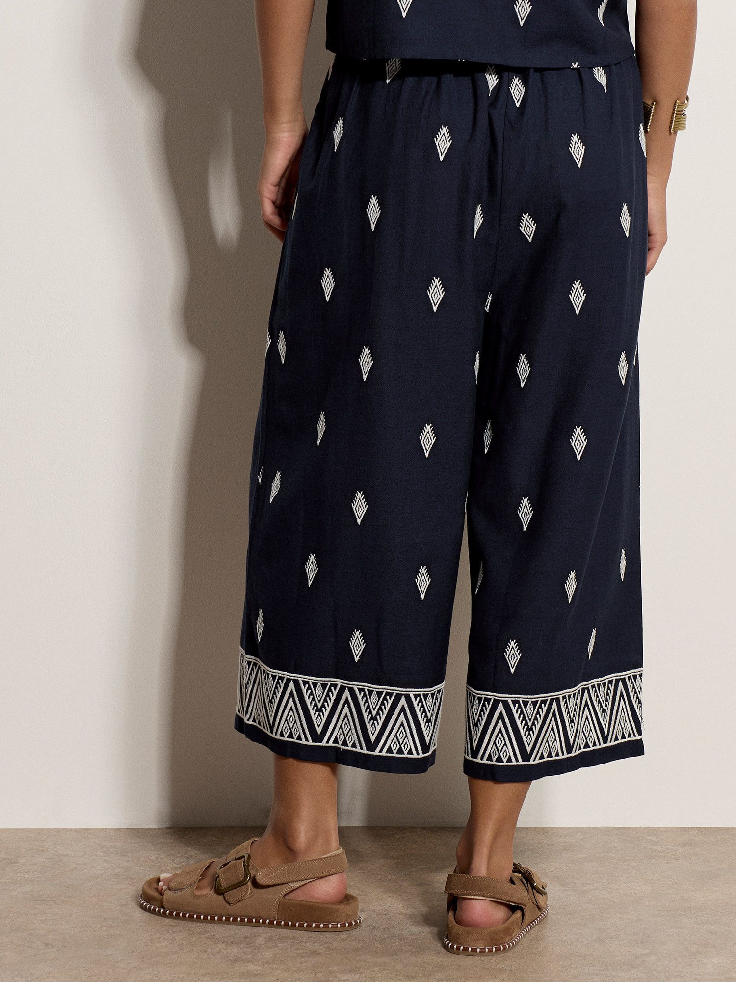 Apricot Culotte Bestickte Culotte aus Baumwollmischung Elastischer Bund