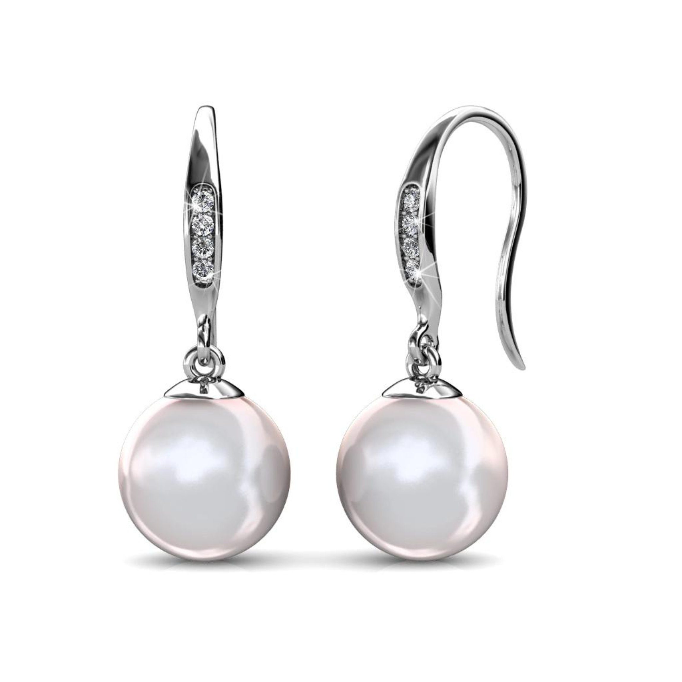 Ella Eisvogel Perlenohrringe Pearl Hook Ohrhänger mit 8 Kristallen, 18 Kara günstig online kaufen