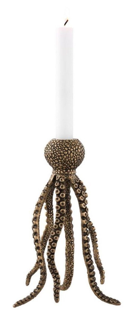 Casa Padrino Kerzenständer Luxus Kerzenständer Krake Vintage Messing 15,5 x 14 x H. 24,5 cm - Messing Kerzenhalter | Kerzenständer