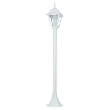 Licht-Erlebnisse Außen-Stehlampe TIROL, ohne Leuchtmittel, Stehleuchte Weiß Aluminium Echtglas Wegeleuchte Garten Terrasse Lampe