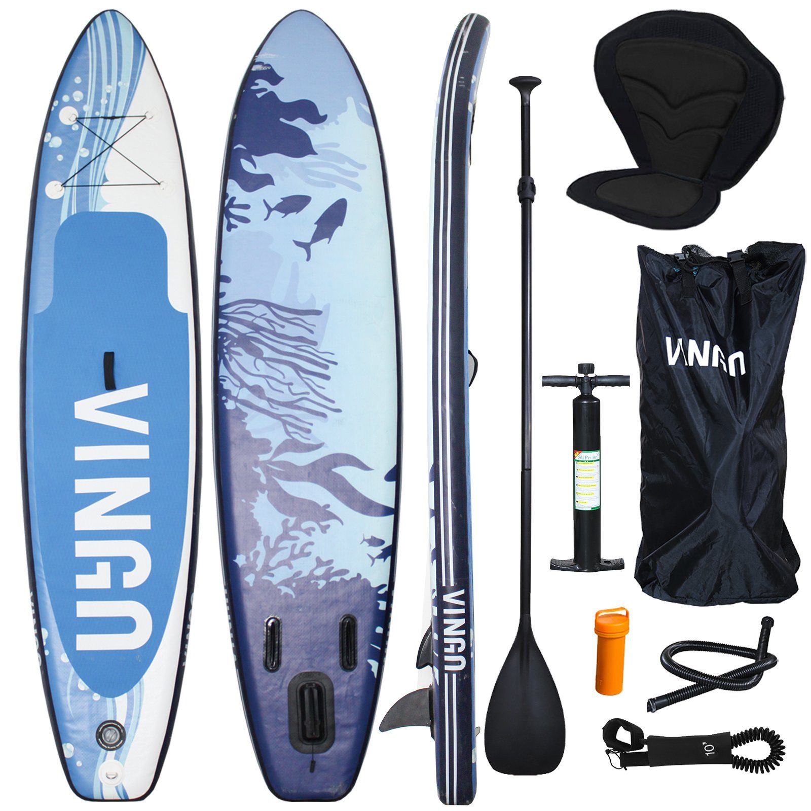 Bettizia SUP-Board Stand Up Paddle Board mit Kajak-Sitz aufblasbar  305-330cm Surfboard