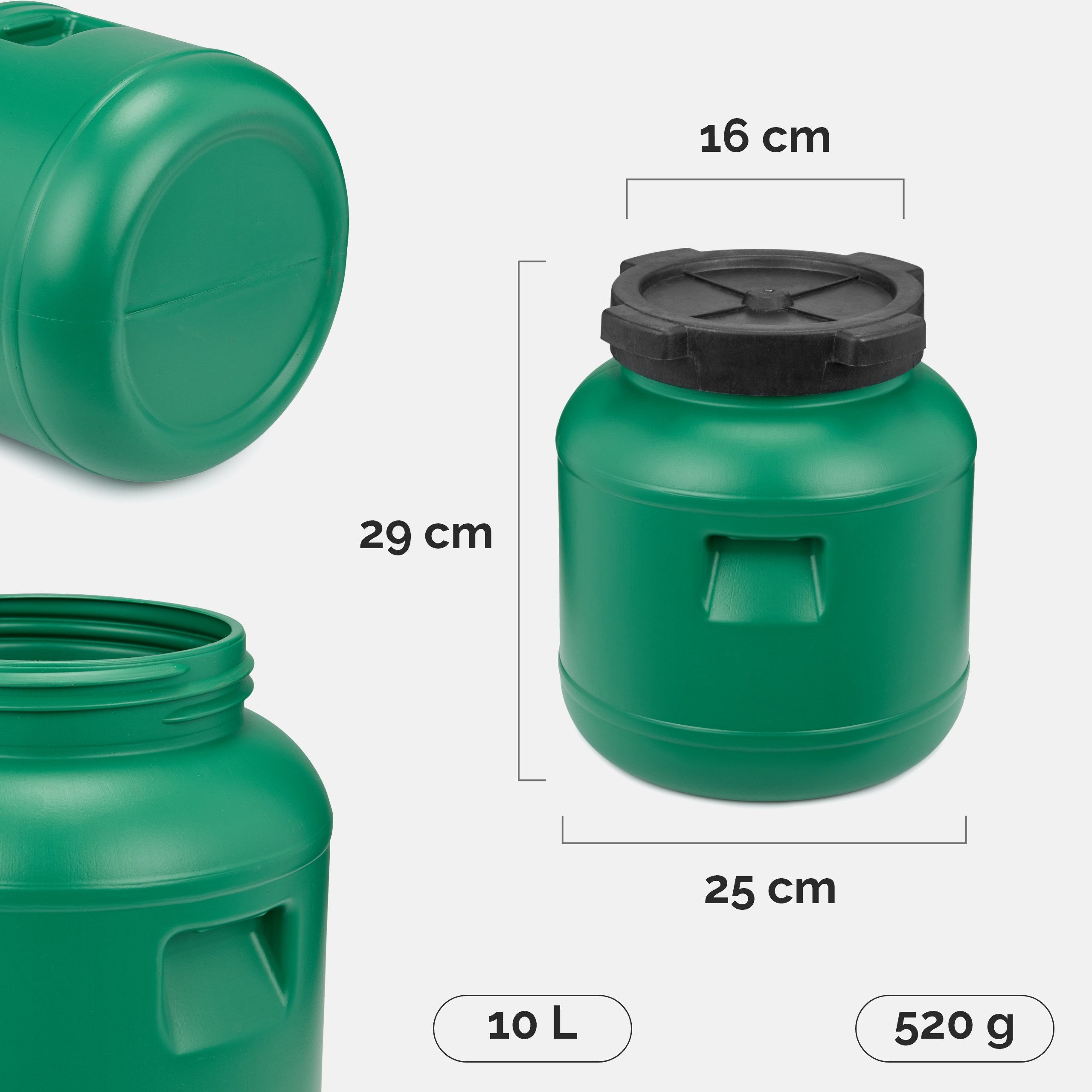 Garronda Regentonne Set 10 Liter Futtertonne BPA-frei Universalfass mit Deckel GD-0120, 10 l, (2-tlg), BPA-Frei