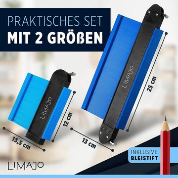 SO-TECH® Konturenlehre 25cm und 12cm, Messbereich max. 13cm, Lamellenbreite 1,5mm, 2-St., für Laminat, Fliesen, Vinylboden usw., inkl. Bleistift