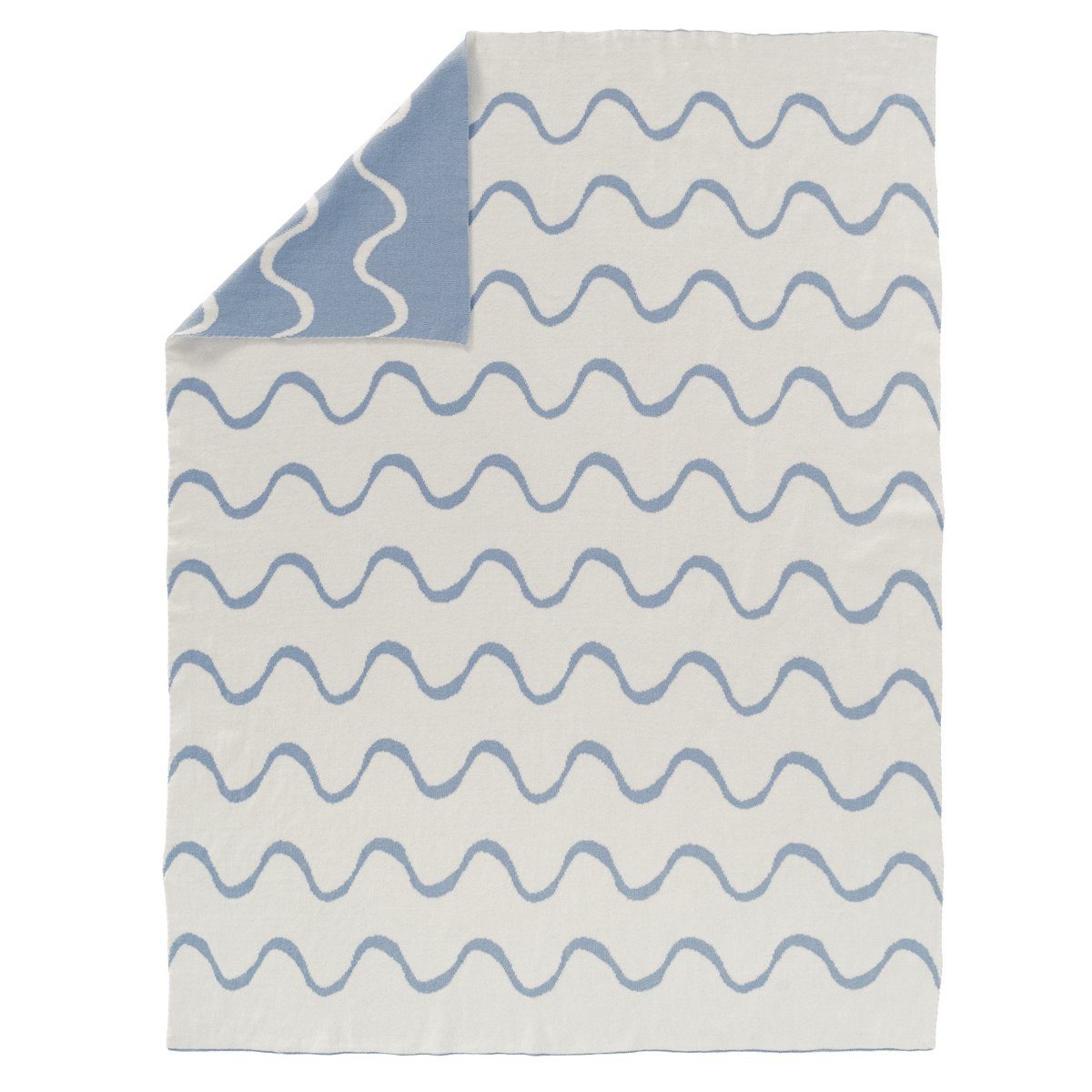 Babydecke Wendedecke 100% Bio-Baumwolle 80x100 cm Wellenmotiv Geschenkidee, Fresk