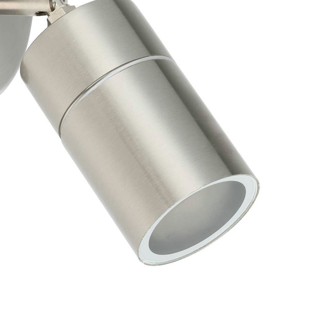 EGLO LED Außen-Wandleuchte STOCKHOLM1 Spot, Wandspot, Außenleuchte, Eddelstahl, silber, IP44, LED wechselbar, Warmweiß, Eckmontage möglich, GU10, Garten, Terrasse, Hauswand, Garage, 10cm