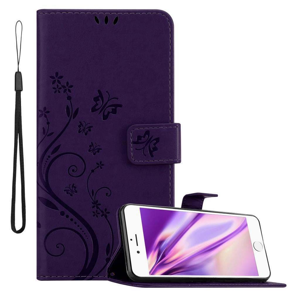 Cadorabo Handyhülle für iPhone 6 PLUS / 6S PLUS Hülle Apple iPhone 6 PLUS / 6S PLUS, Hülle Schutzhülle Blumen Flower mit Standfunktion Kartenfach Magnet