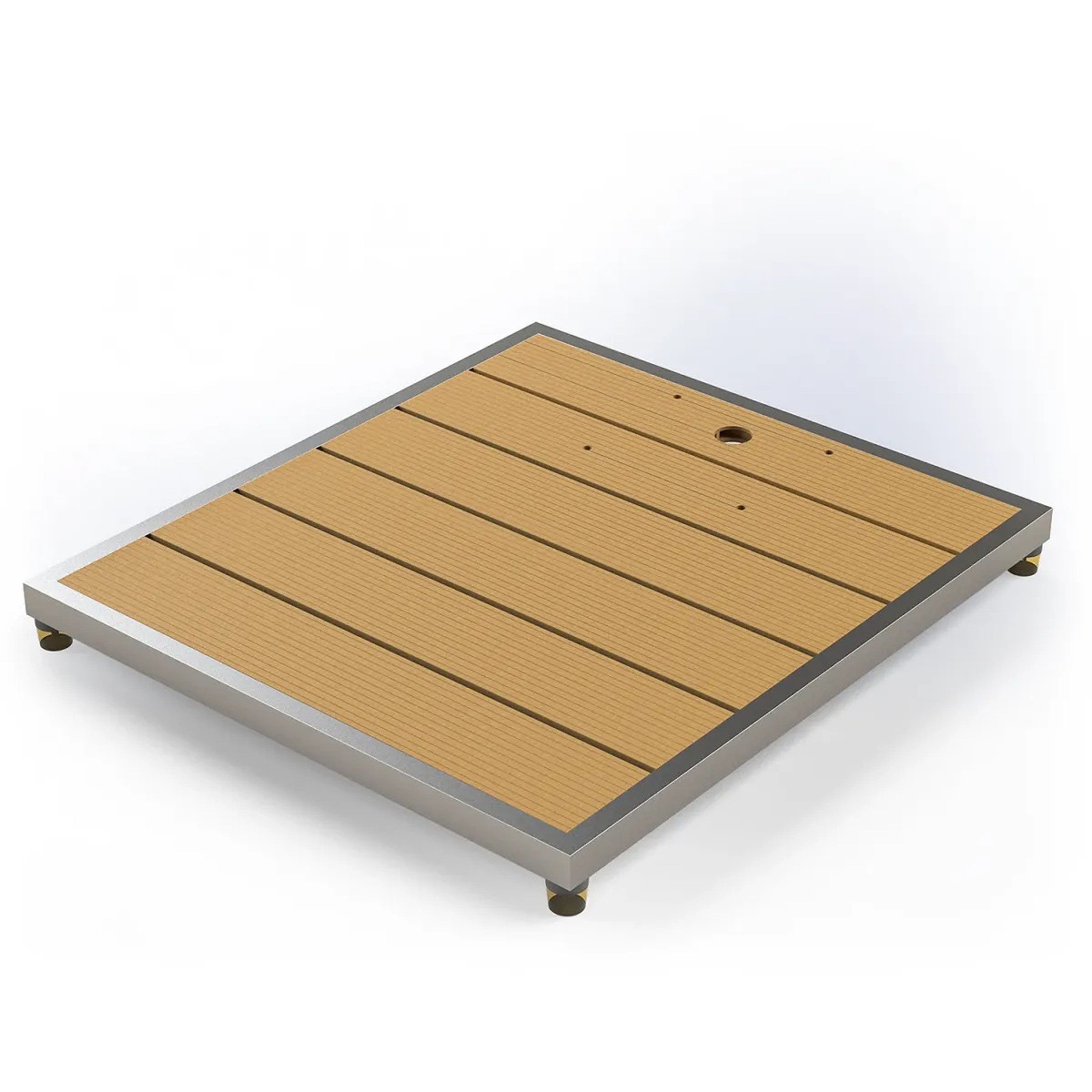 HAF Solardusche Ideal WPC Bodenplatte 840x750mm Hellbraun Duschplattform Solardusche (Rutschfest und langlebig, Aus hochwertigem WPC), Bodenplatte für Solardusche