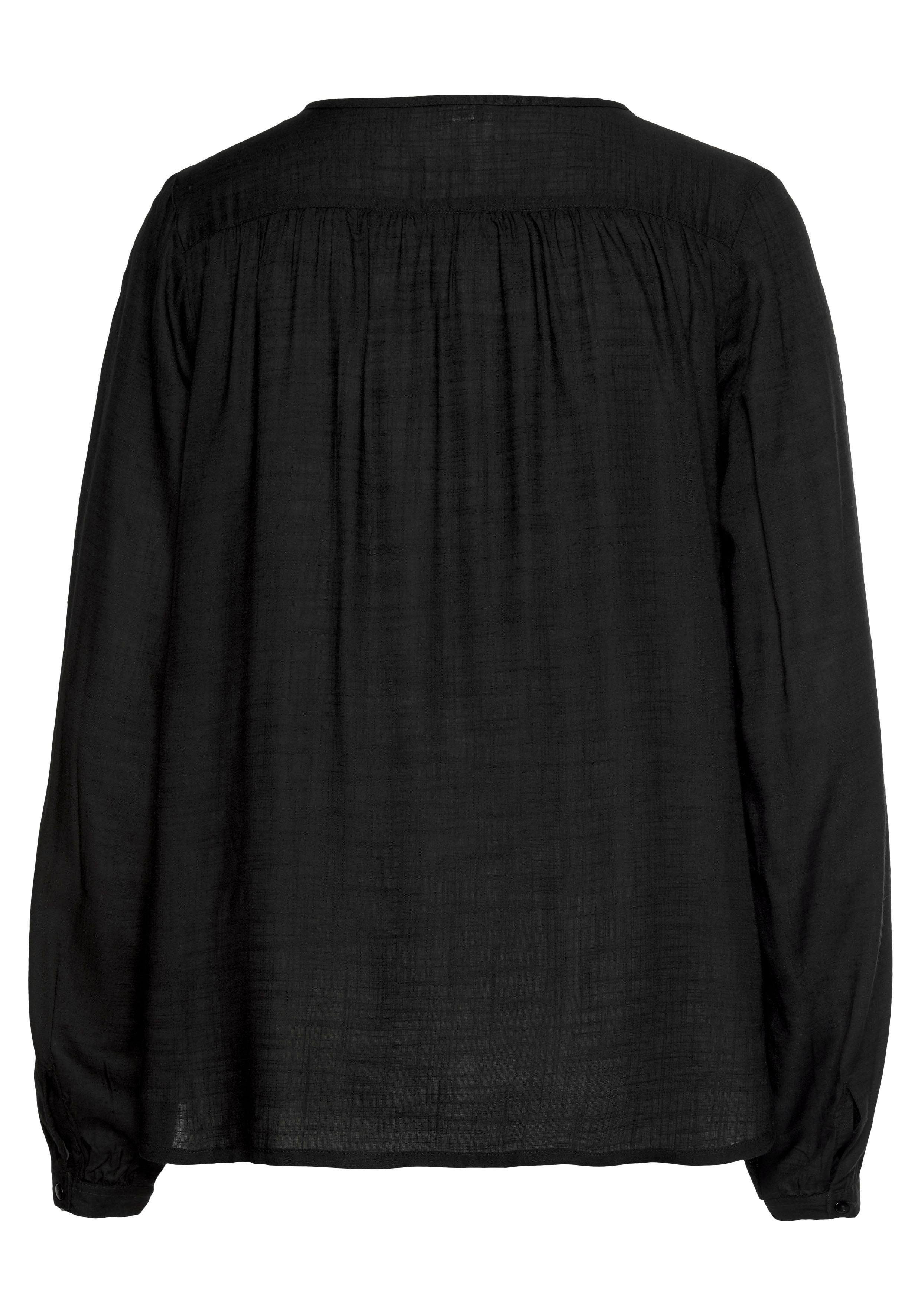 Buffalo Schlupfbluse mit Knopfleiste, Basic, Langarmbluse