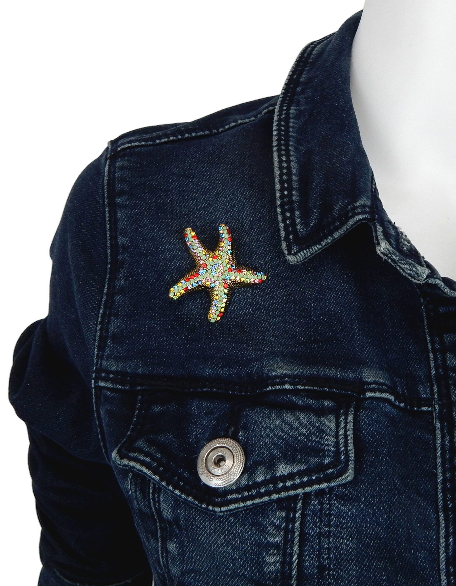 Ella Jonte Brosche, Maritime Seestern Brosche gold mit bunten Strasssteinen günstig online kaufen