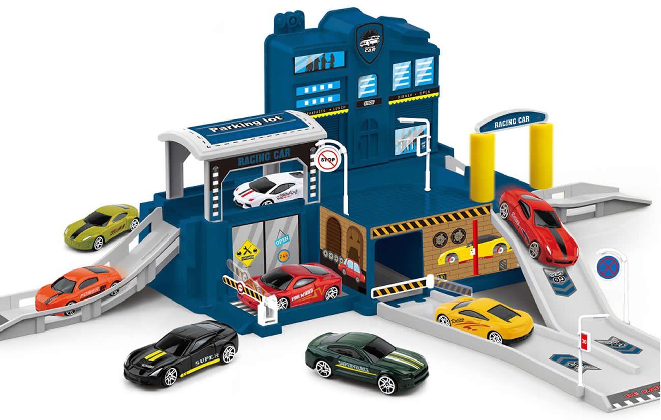 Diakakis Spiel-Parkgarage Rennwagen 33-tlg. Autospiel-Set mit günstig online kaufen