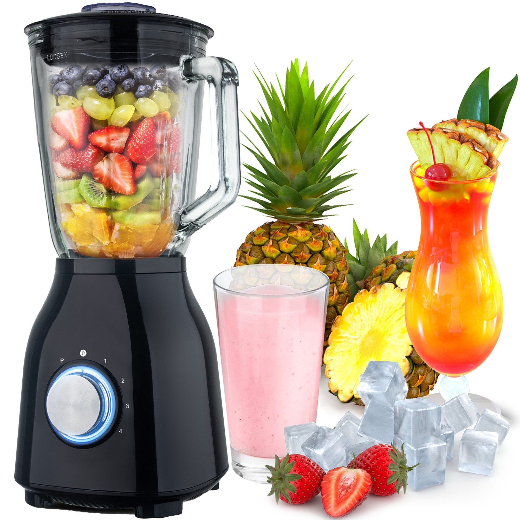 TurboTronic by Z-Line Standmixer 1400 Watt Smoothie Maker1,5l Glas Hochleistungsmixer 6 Klingen, Mixgerät für gefrorene Früchte blender klein leise edelstahl kl – Bild 2 von 5