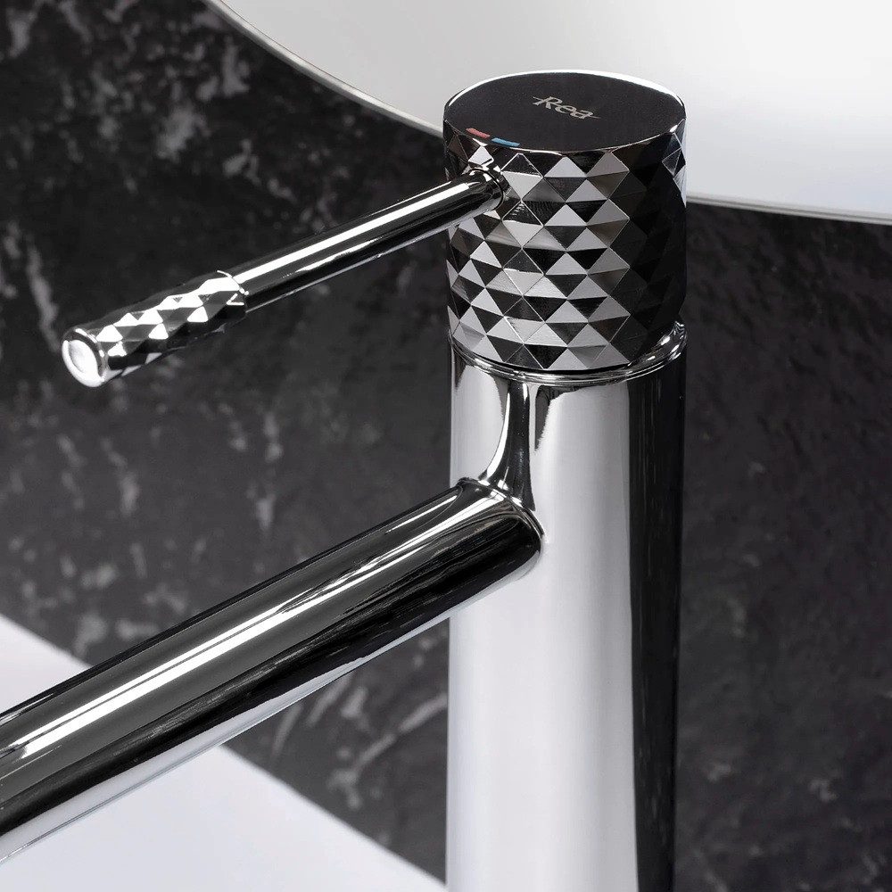 wohnwerk.idee Waschtischarmatur Waschbeckenarmatur Wasserhahn Gold Kupfer elegantes Diamant-Design – Bild 3 von 5