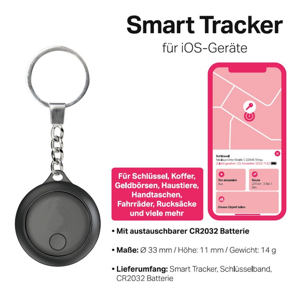 Albrecht Schlüsselanhänger Albrecht Smart Tracker ST-100 Bluetooth-Tracker Alcantara-Schwarz