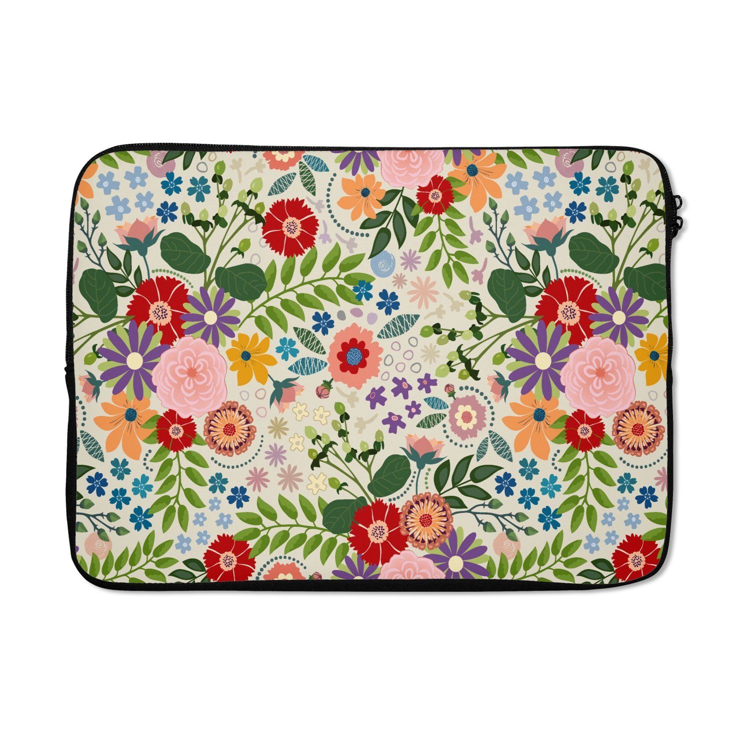 MuchoWow Laptop-Hülle Blätter - Blumen - Design 13.3 Zoll, Laptopsleeve, weiches Innenfutter zum Schutz Kratzern, Laptoptasche