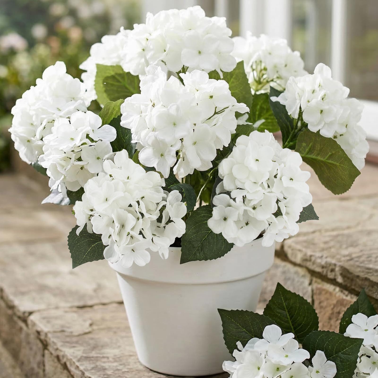 Kunstblumenstrauß 4Pcs Seiden Hortensie Künstliche Blumen Realistische Hortensie, Agger, Höhe 45 cm Blumen Bouquet für Hochzeiten Party Büro Home Decor – Bild 4 von 5