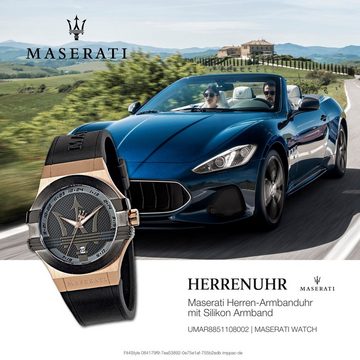 MASERATI Quarzuhr Maserati Herren Uhr Analog POTENZA, (Analoguhr), Herrenuhr rund, groß (ca. 52x40mm) Silikonarmband, Made-In Italy