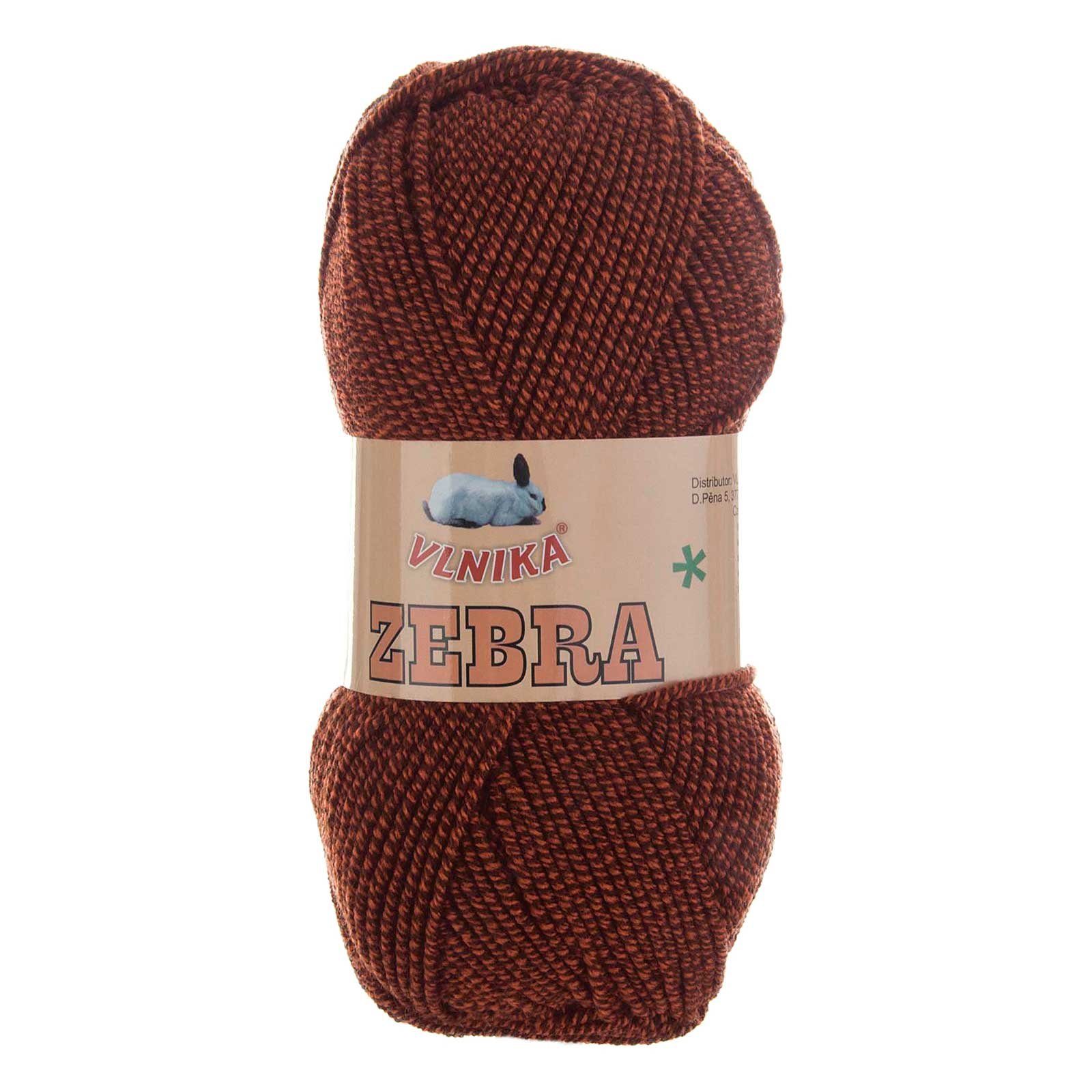 Thumbnail - VLNIKA 5 x 100g Strickgarn Vlnika Zebra zweifarbig Häkelwolle, 195 m, 427 braun dunkelbraun