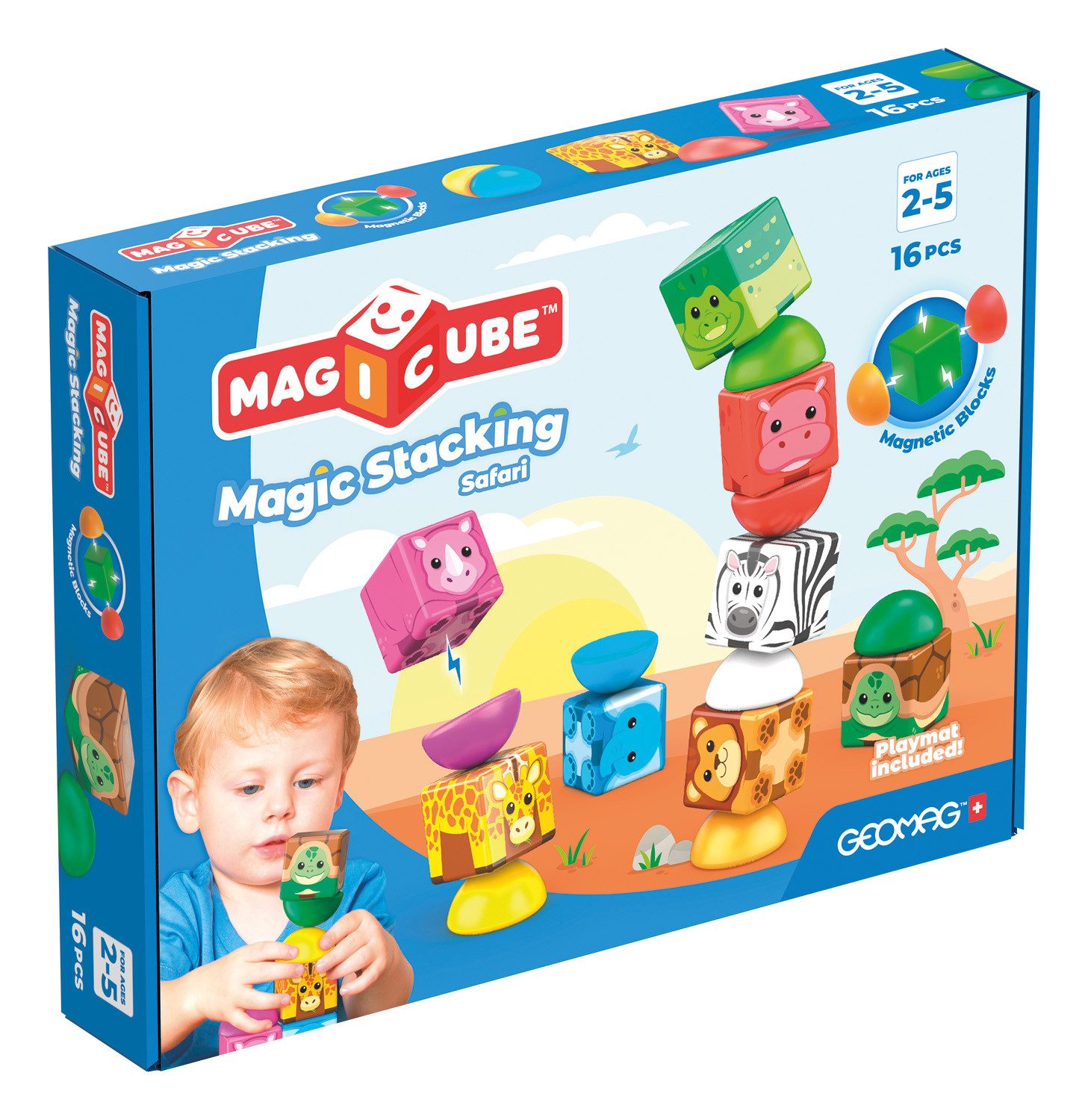 Geomag™ Magicube Blocks Stacking Safari (310) Magnetspielbausteine, (16 St), Made in Europe