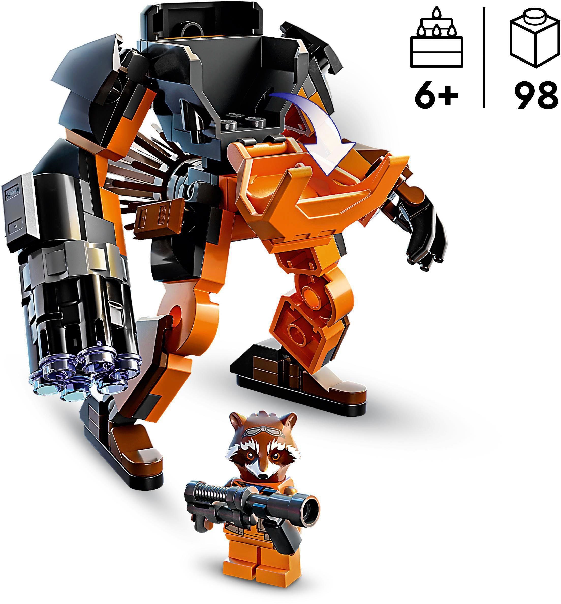 LEGO® Konstruktionsspielsteine Rocket (98 Made Europe Marvel, LEGO® (76243), Mech in St)