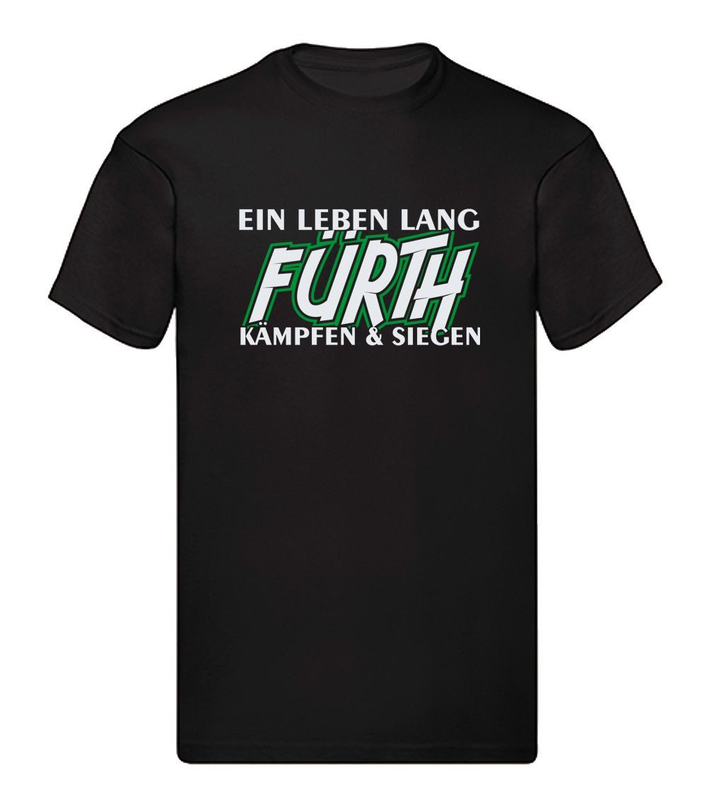 G-graphics T-Shirt Ein Leben lang – FÜRTH – kämpfen & siegen (1-tlg) Herren T-Shirt mit einem Motiv für den echten Fan