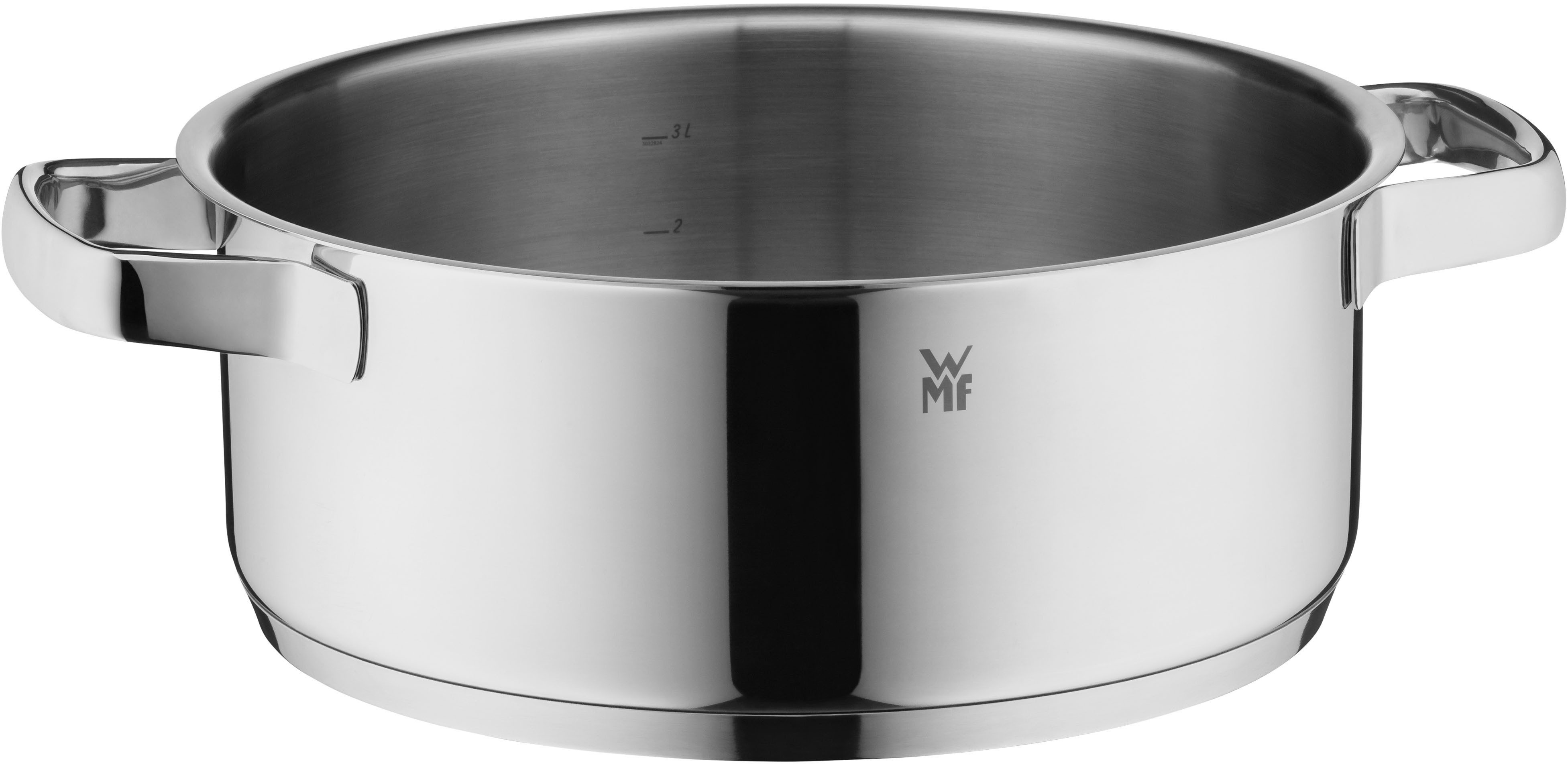 WMF Bratentopf Compact Cuisine, Cromargan® Edelstahl Rostfrei 18/10 (2-tlg), wärmeduzierende Hohlgriffe, Innenskalierung, Schüttrand