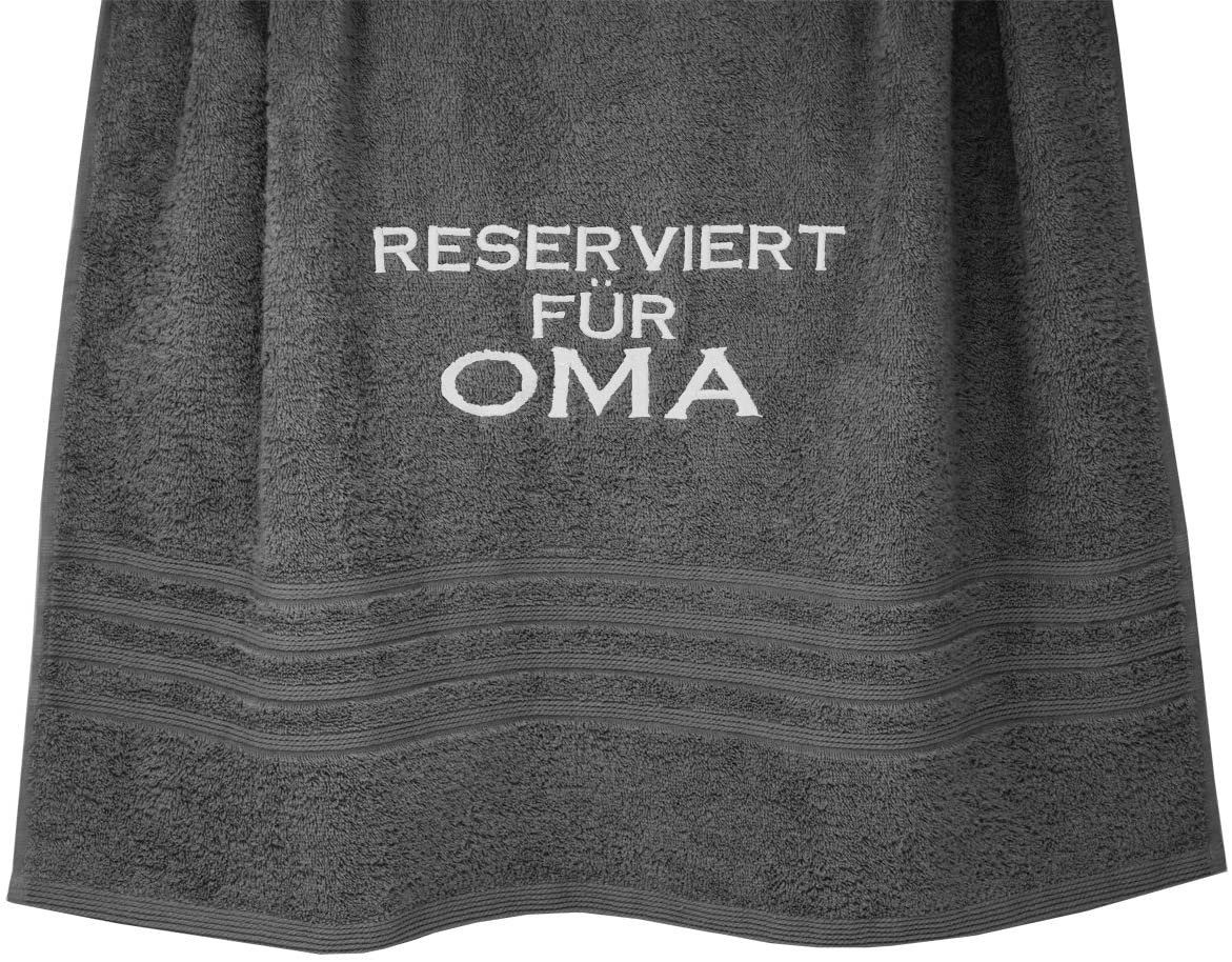 Lashuma Duschtuch Reserviert für Oma, Frottee (1-St), Besticktes Badetuch, Frottee Handtuch 70x140 cm Anthrazit Grau