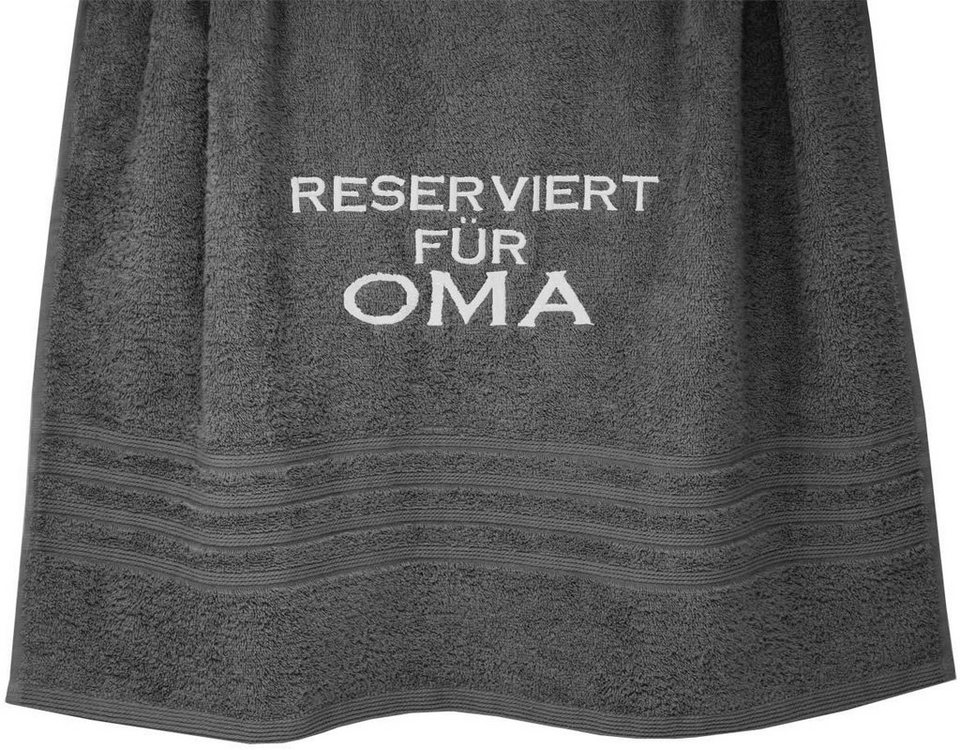 Lashuma Duschtuch Reserviert für Oma, Frottee (1-St), Besticktes Badetuch,  Frottee Handtuch 70x140 cm