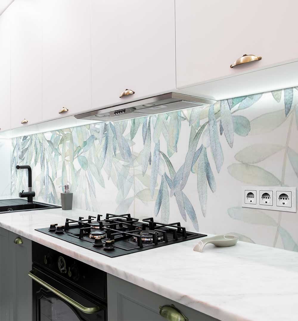 MyMaxxi Dekorationsfolie Küchenrückwand selbstklebend Hängende Ranken mit Blätter Spritzschutz, (Klebefolie passend geschnitten und gerollt)
