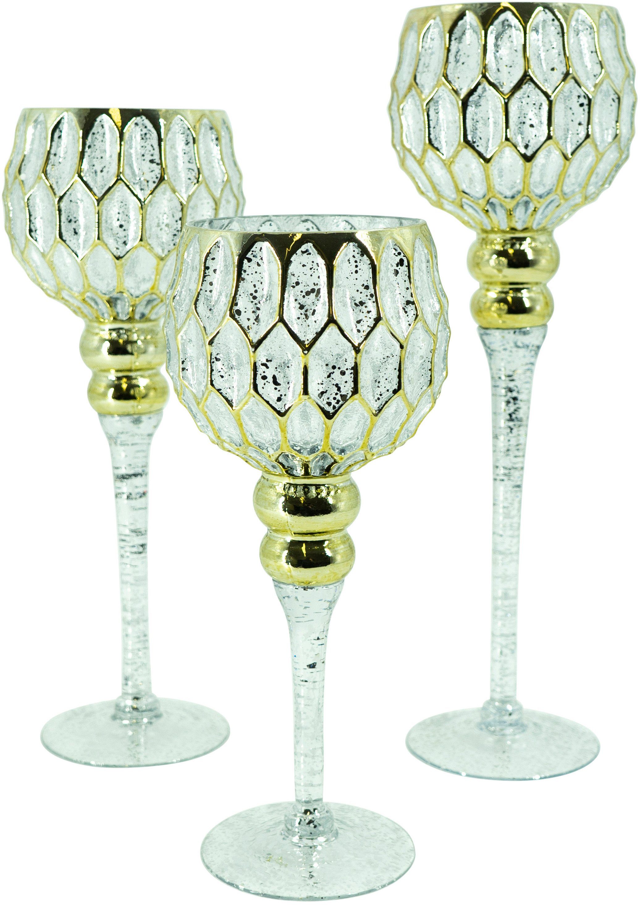 Preis ist unschlagbar NOOR LIVING Kerzenhalter St), goldfarben Cordoba, aus 3 Glas (Set, Weihnachtsdeko
