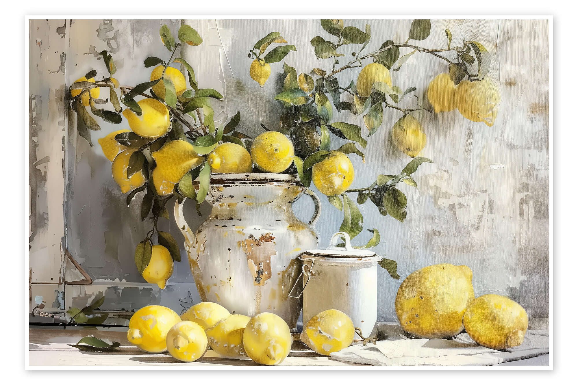 Posterlounge Wandbild Stillleben mit Zitronen, Arlington Prints, erhältlich als Poster, Leinwandbild, Wandsticker oder Acrylglasbild