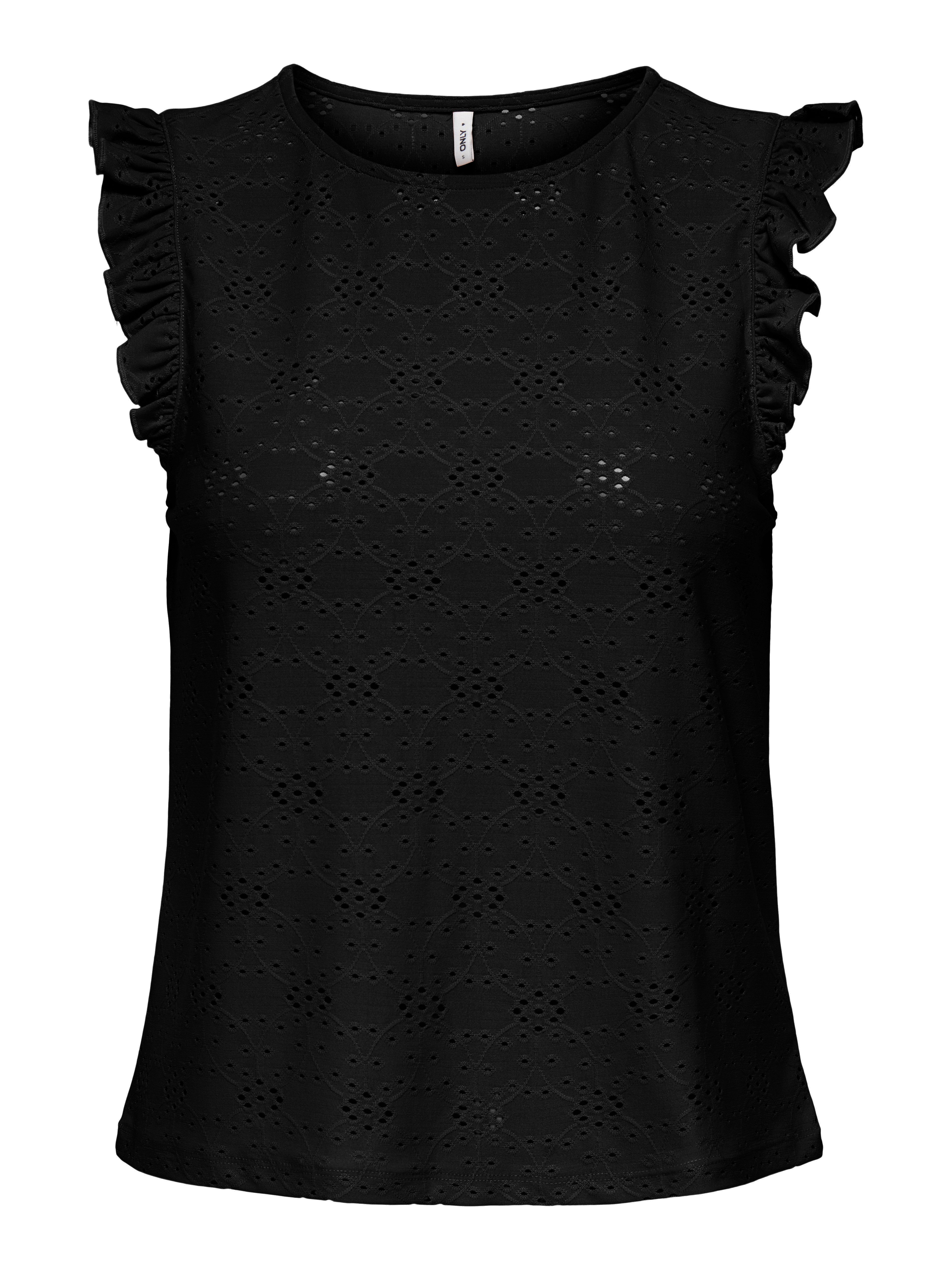 ONLY Shirttop ONLSMILLA S/L FRILL TOP JRS Materialmix, regular fit, Rundhals