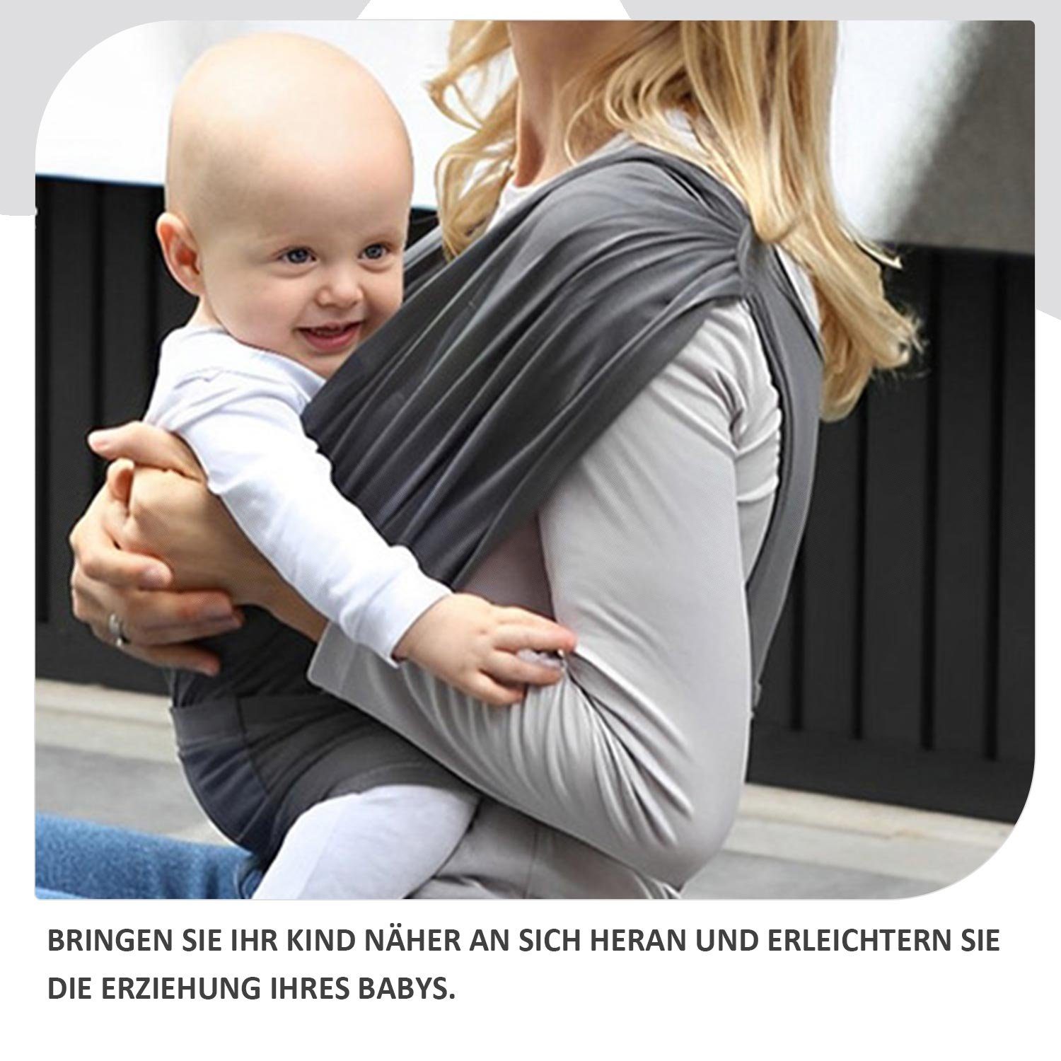 Babytrage, Babytragetasche Daisred für Grau Tragetuch Neugeborene, Kleinkinder