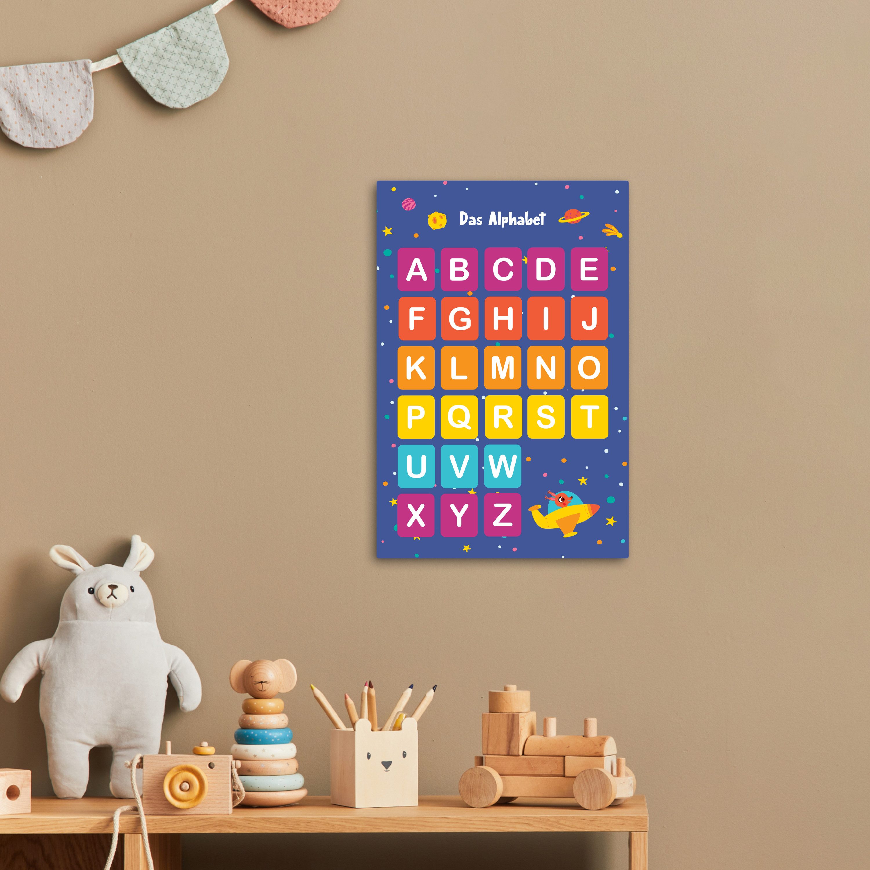 OneMillionCanvasses® Leinwandbild Pädagogisch - Alphabet lernen - Raum - Buchstaben, Fotodruck (1 St), Kinderzimmer Deko, Mädchen und Jungen Bilder 20x30 cm – Bild 2 von 5