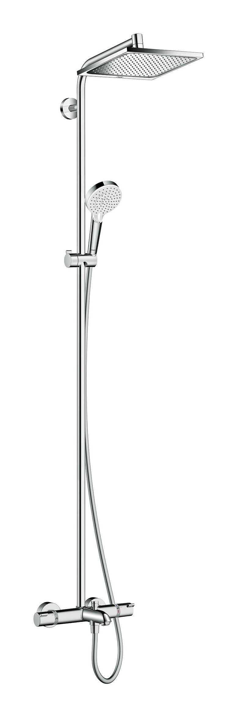 hansgrohe Duschsystem mit E 154.7 Crometta 240 1jet cm, Wannenthermostat - Chrom Höhe Showerpipe