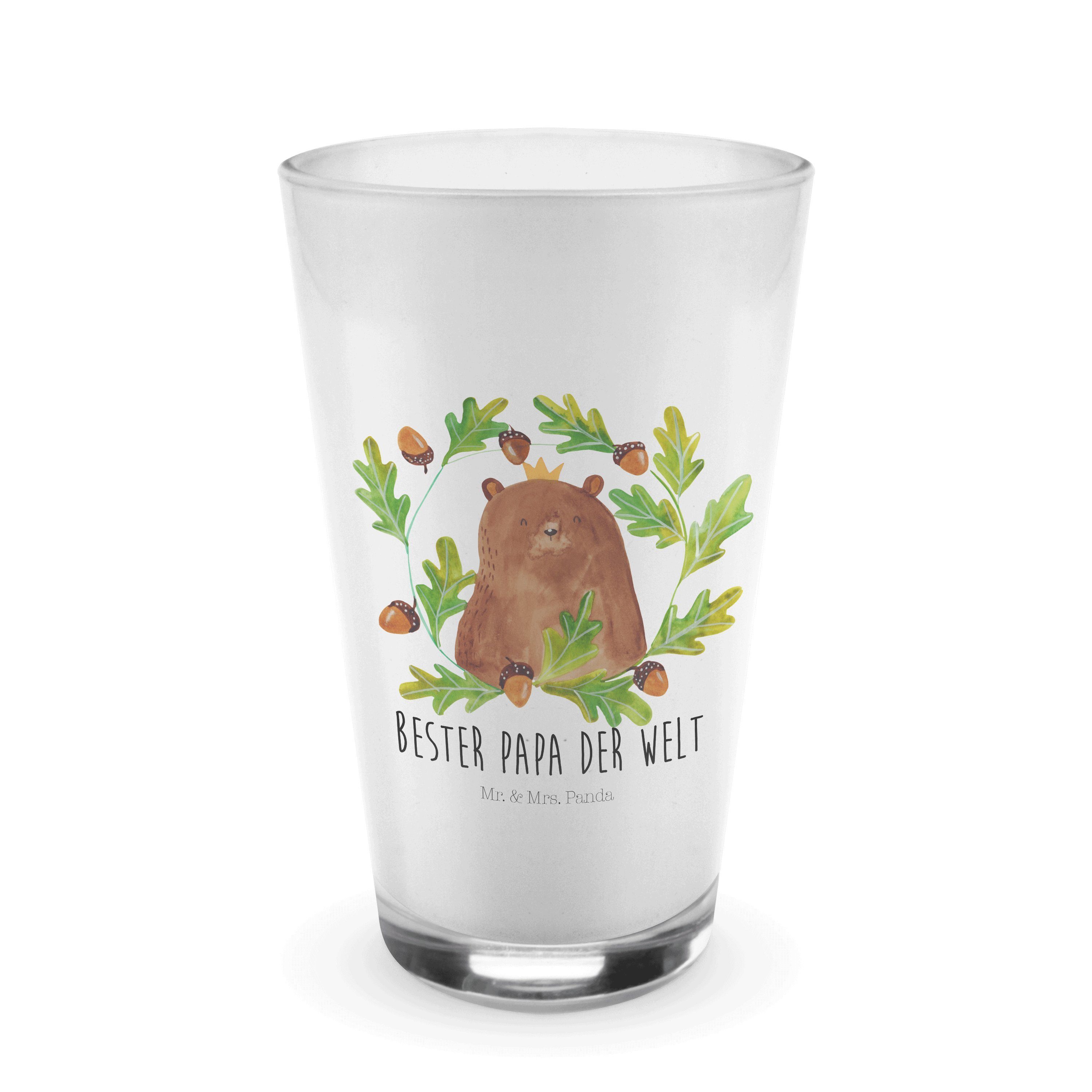 - & Mrs. Geschenk, Glas, Tasse, be, Panda Mr. Bär Glas König Glas - Vater, Premium Transparent Cappuccino