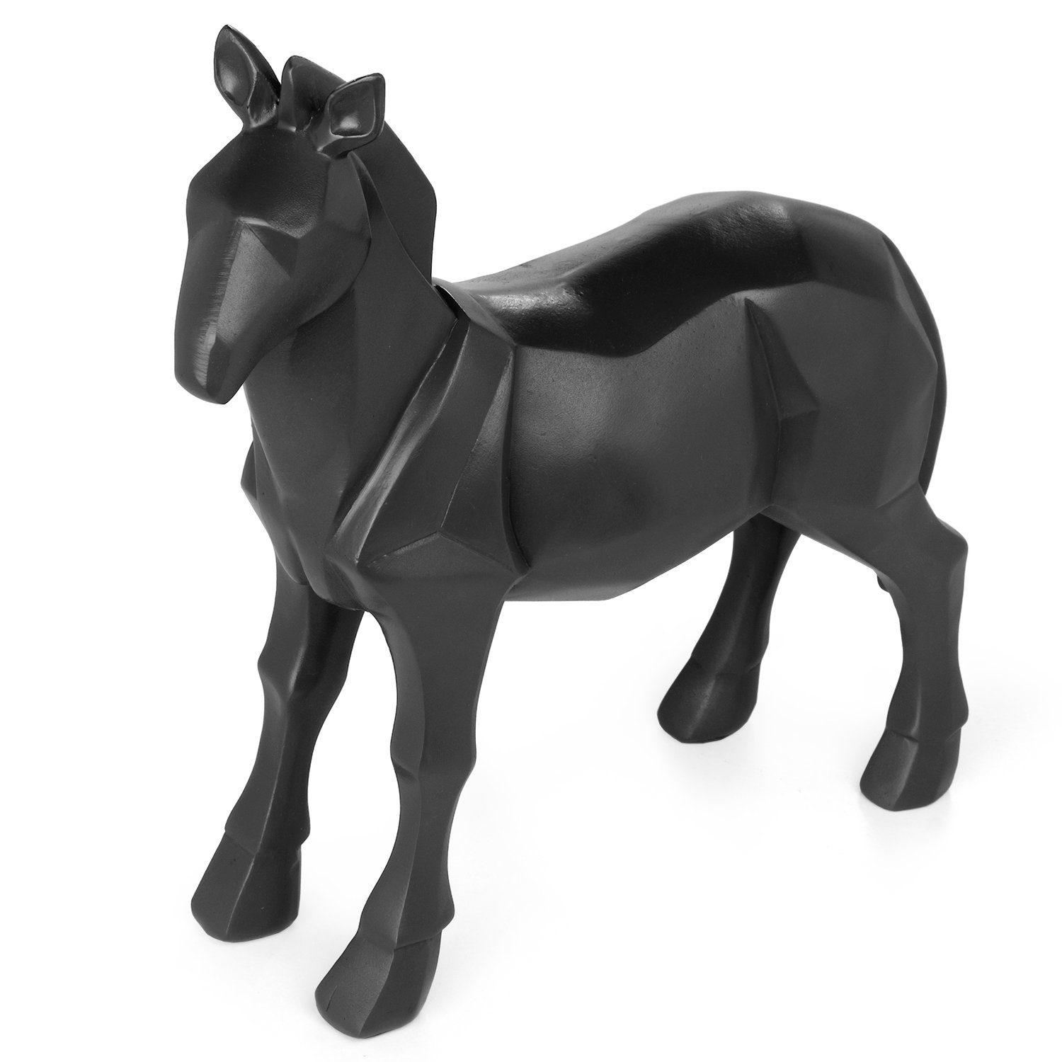Modern Polyresin Figuren Deko Geometrische Pferd Geschenk Dekofigur TierFigur Moritz Polygonal Skulptur schwarz,