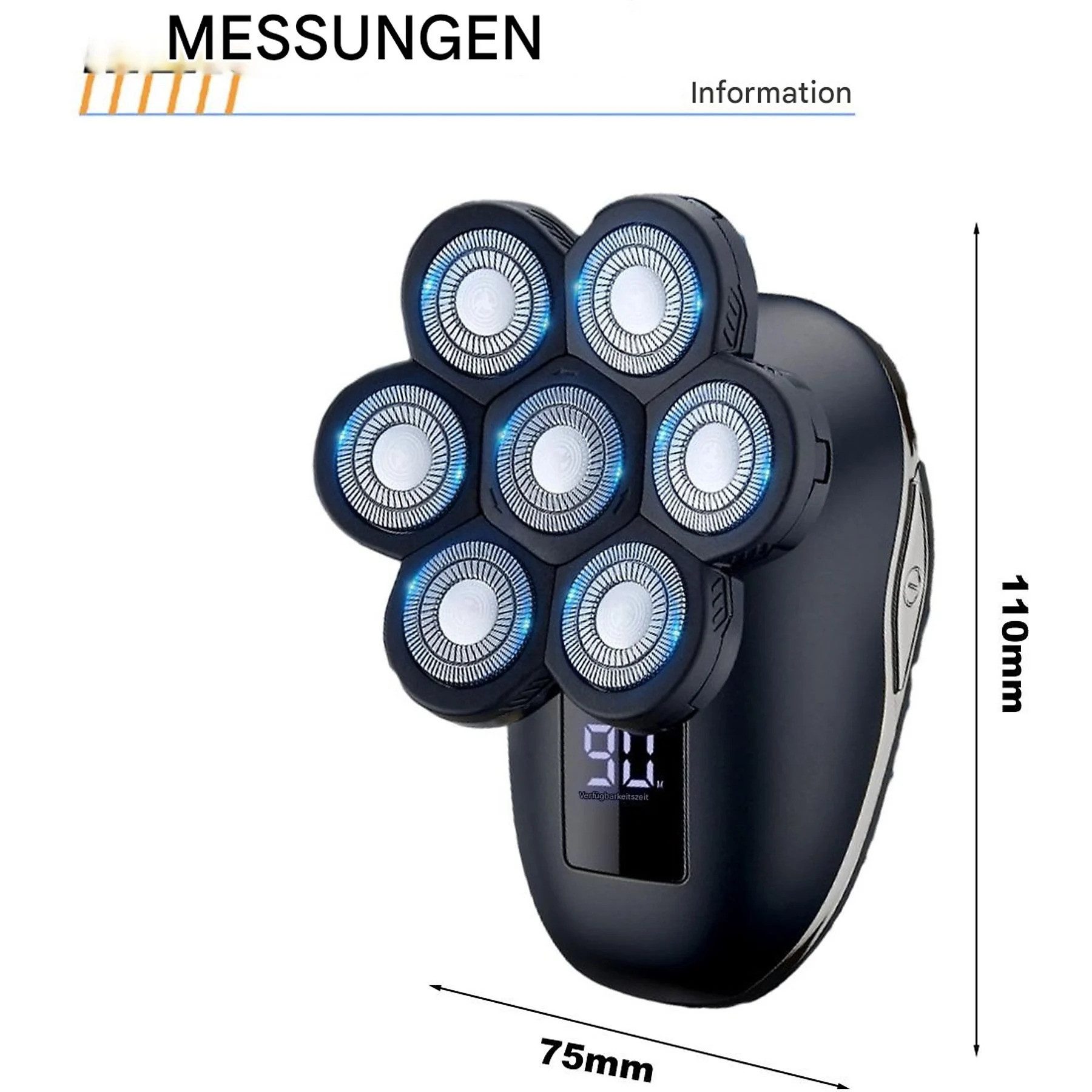 Vivitar Elektrorasierer 6-in-1 Wasserdichter Rasierer für glatte Köpfe, Nass/Trocken, Elektrorasierer - Herren Pflegeset mit LED-Display, Wiederaufladbar, Aufsätze: 6, - 7D Rasierapparat, Haartrimmer, Nasenhaartrimmer, Gesichtsreinigungsbürste, Gesichtsmassage, Haarschneider und Haartrimmerkämme (3/5/7mm)., Ganz Kopf- und Gesichtspflege für Männer mit Präzision+Komfort, 7D Kopfrasierer für Männer, Weihnachtsgeschenk für glatzköpfige Männer