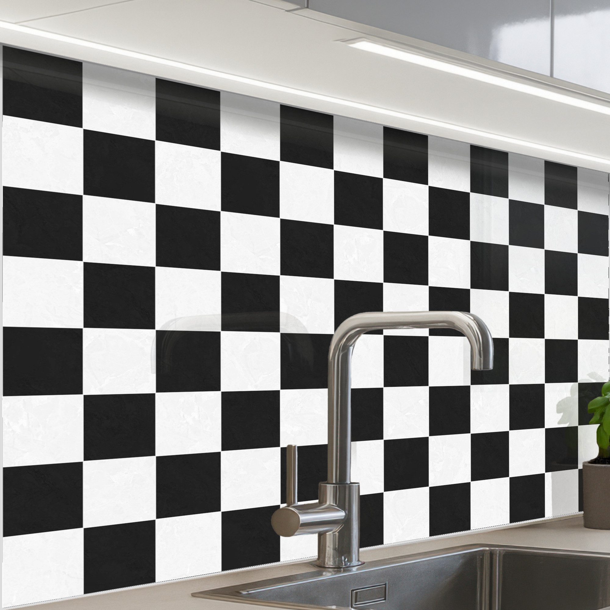 KitchenYeah Küchenrückwand Muster selbstklebend (keine Folie) Klassisch - Muster - Schwarz - Weiß, (1-tlg), Spritzschutz, Küche, Rückwand, Küchenwand, Küchenfront, 30x20 cm