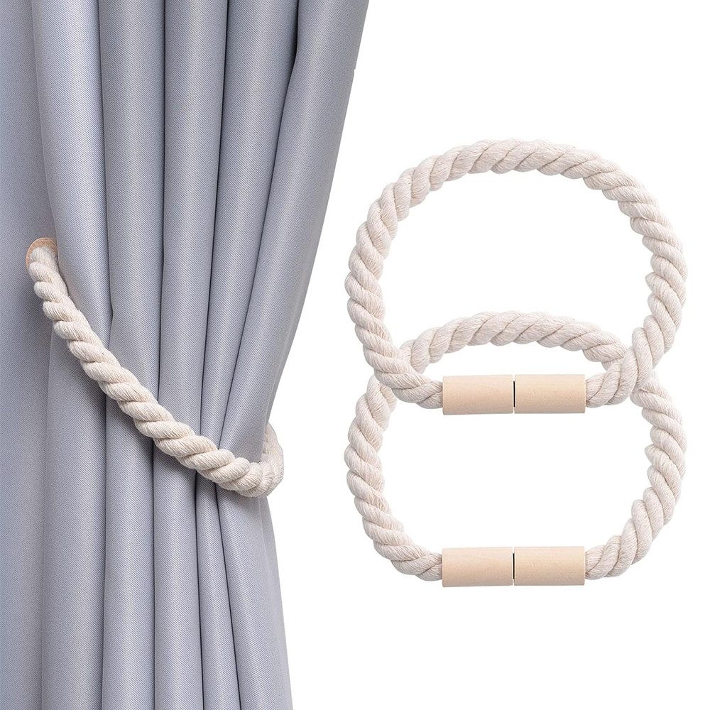 NUODWELL Raffhalter 2 Stück Magnetische Vorhang Raffhalter, gewebtes Seil V günstig online kaufen