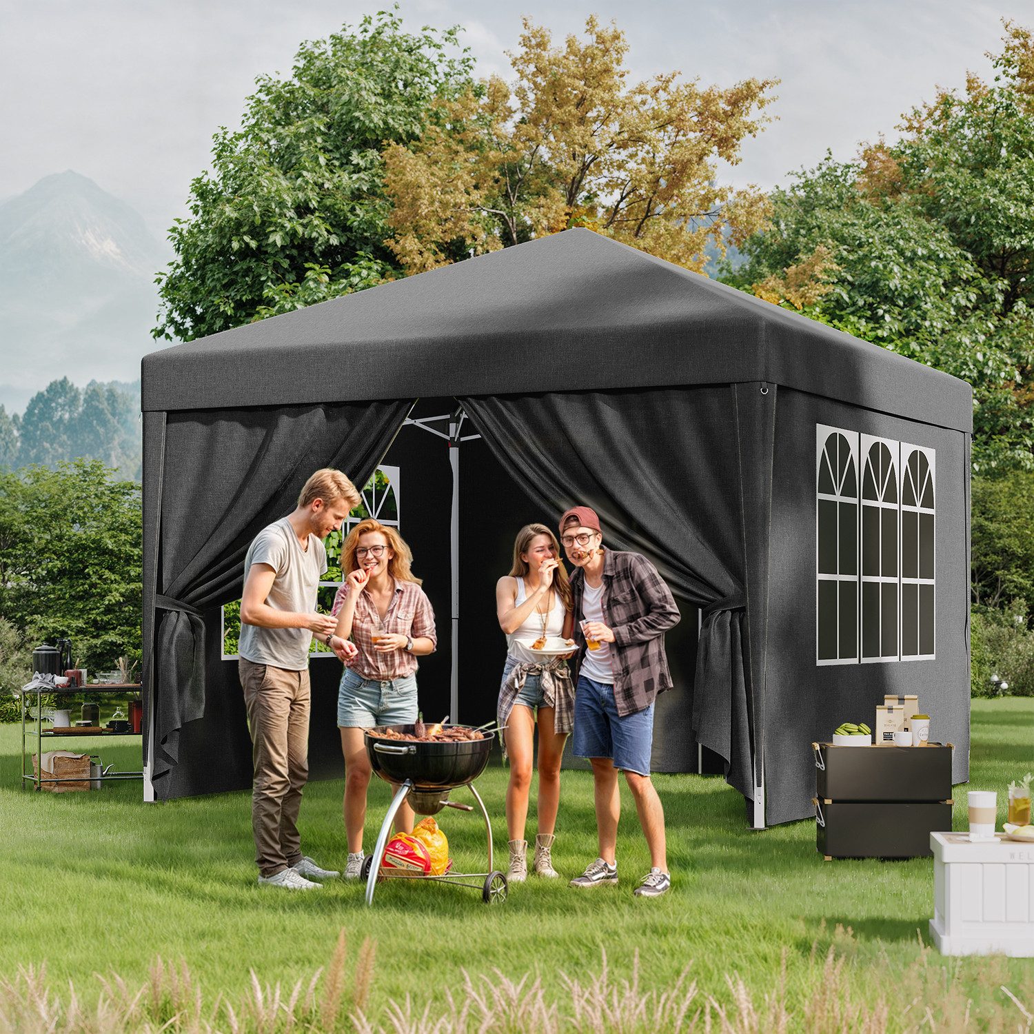 HOMALL Faltpavillon 3x3m Klappbare Partyzelt,Pop-up Gartenpavillon günstig online kaufen