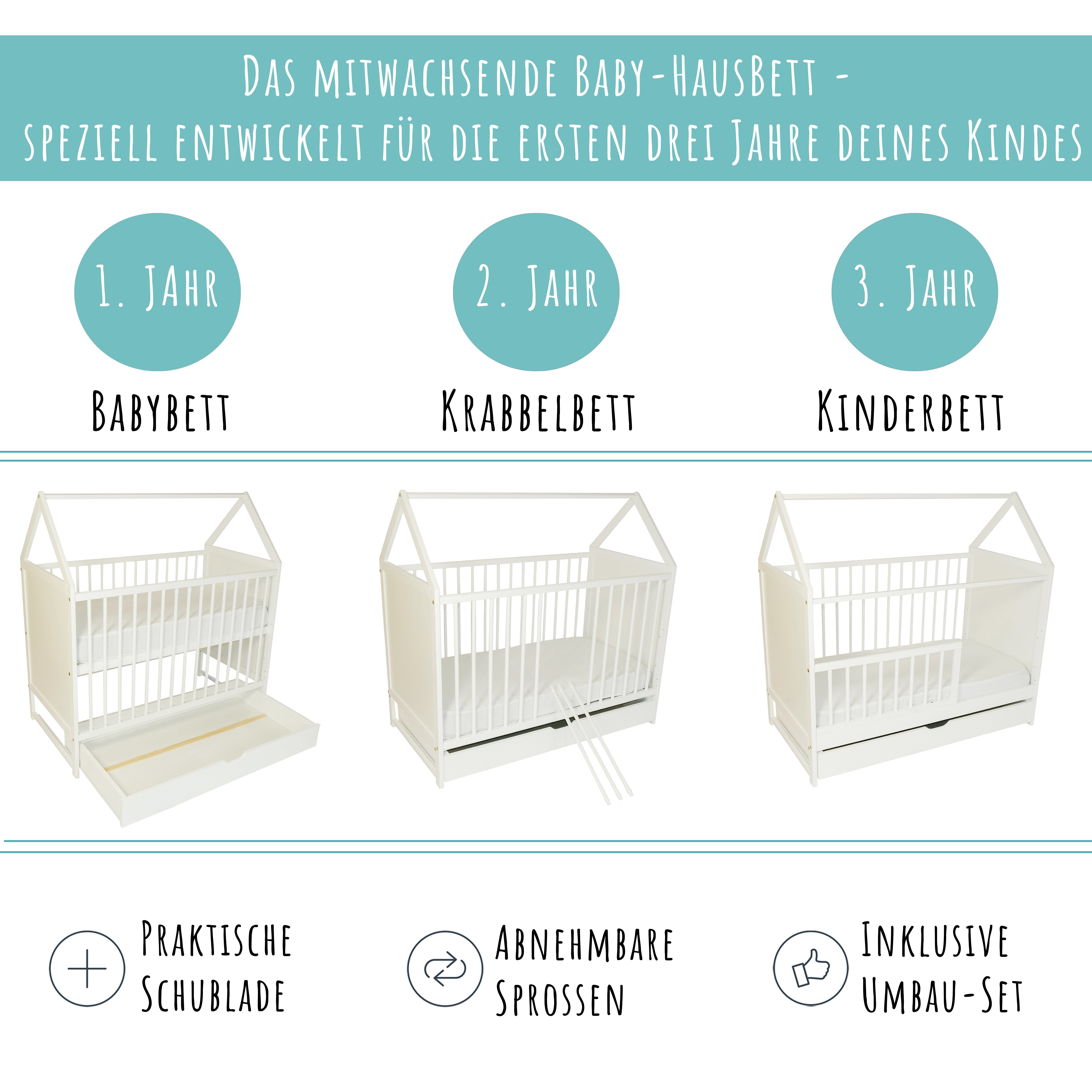 Kids Collective Babybett Beistellbett Kinderbett und Hausbett in einem mit günstig online kaufen