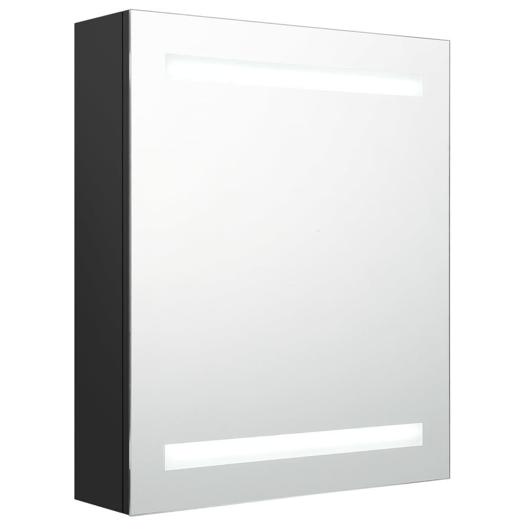 vidaXL Badezimmerspiegelschrank LED-Bad-Spiegelschrank Schwarz (1-St) 50x14x60 cm