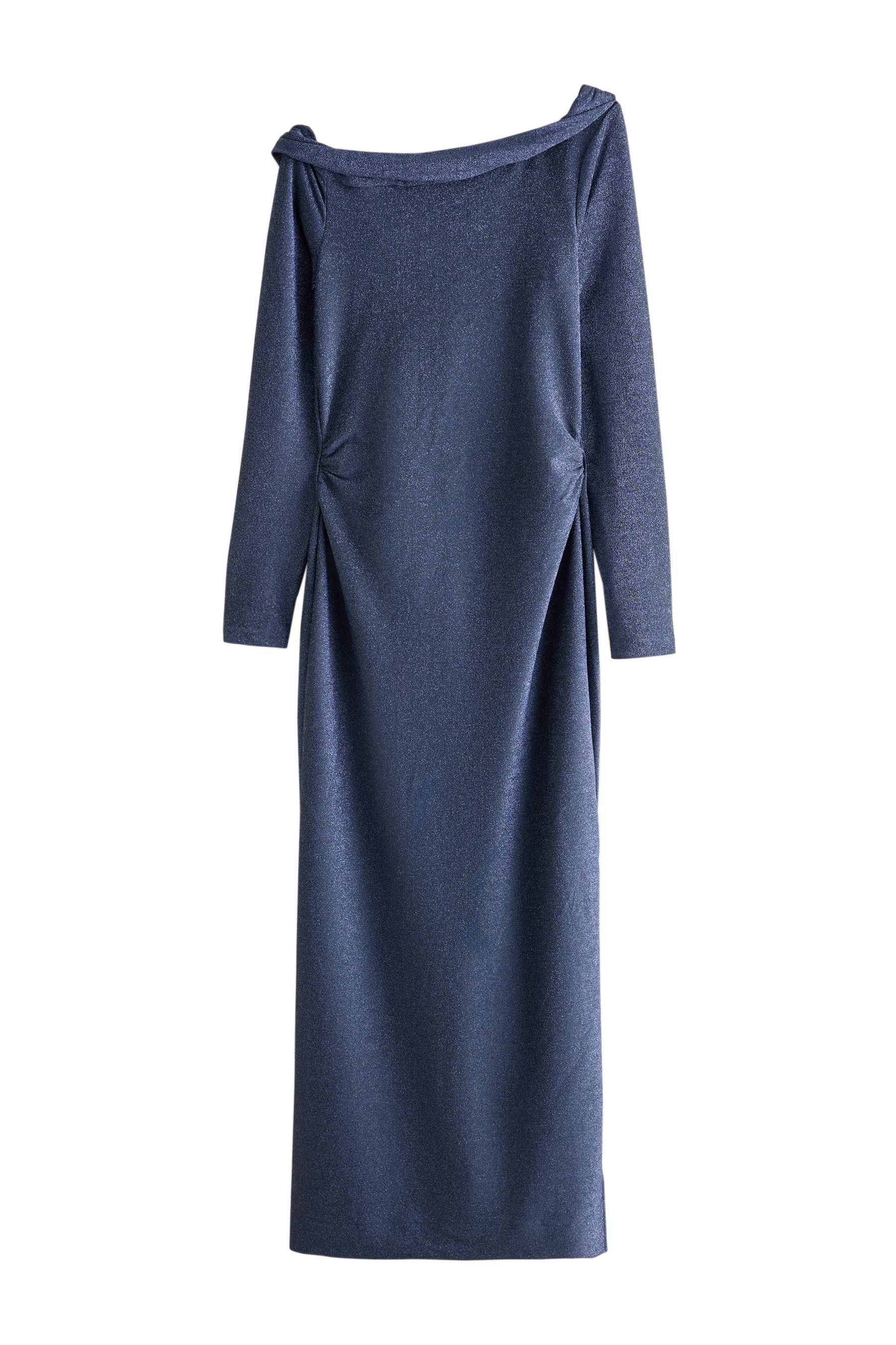 Next Midikleid Funkelndes, langärmeliges Bardot-Midikleid (1-tlg)
