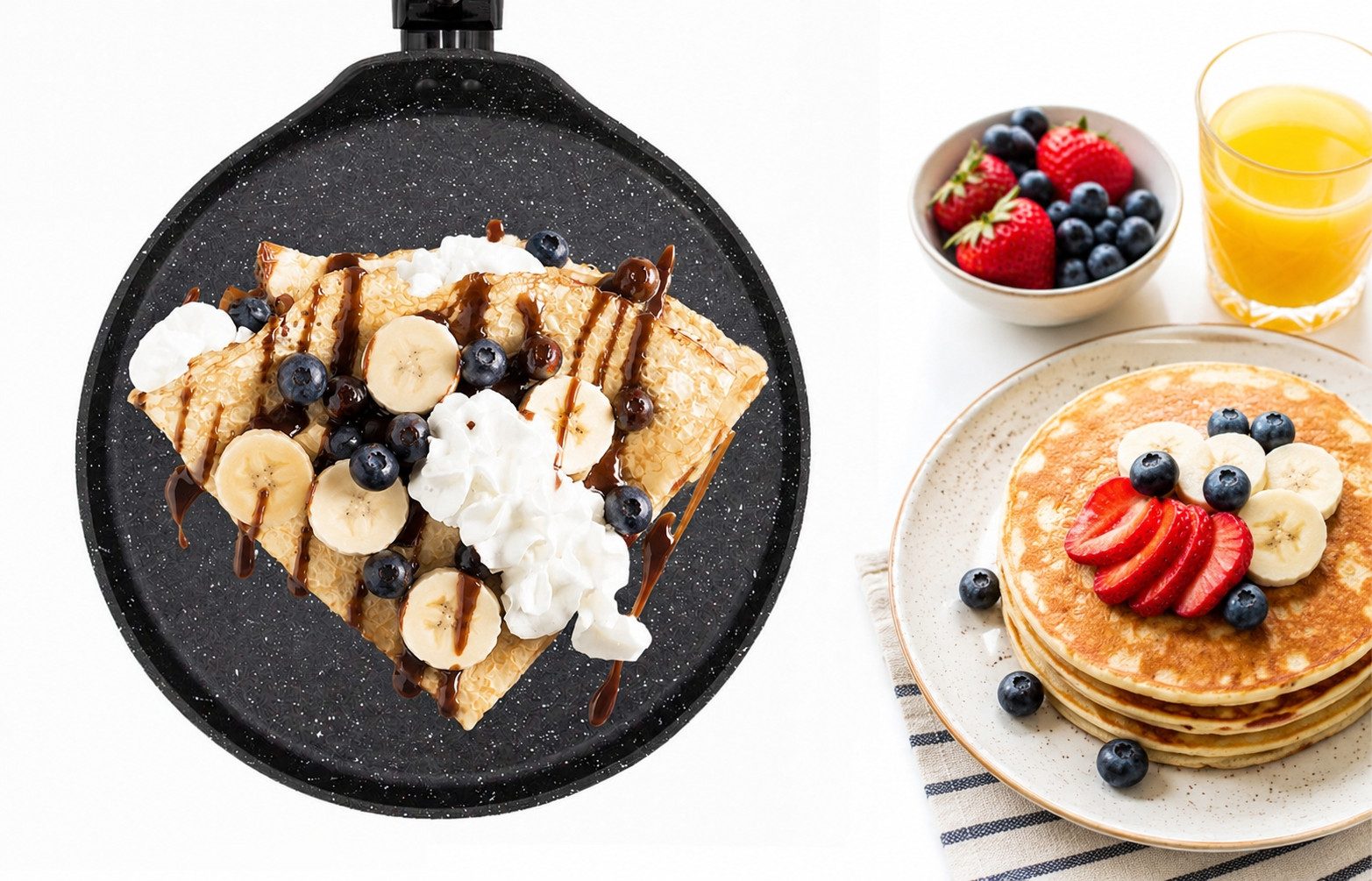 Cheffinger Pfannen-Set Crepespfanne Pfannkuchen Pancake Pfanne Ø32cm Induktion Cheffinger, Material: Aluminium, Metall, Kunststoff